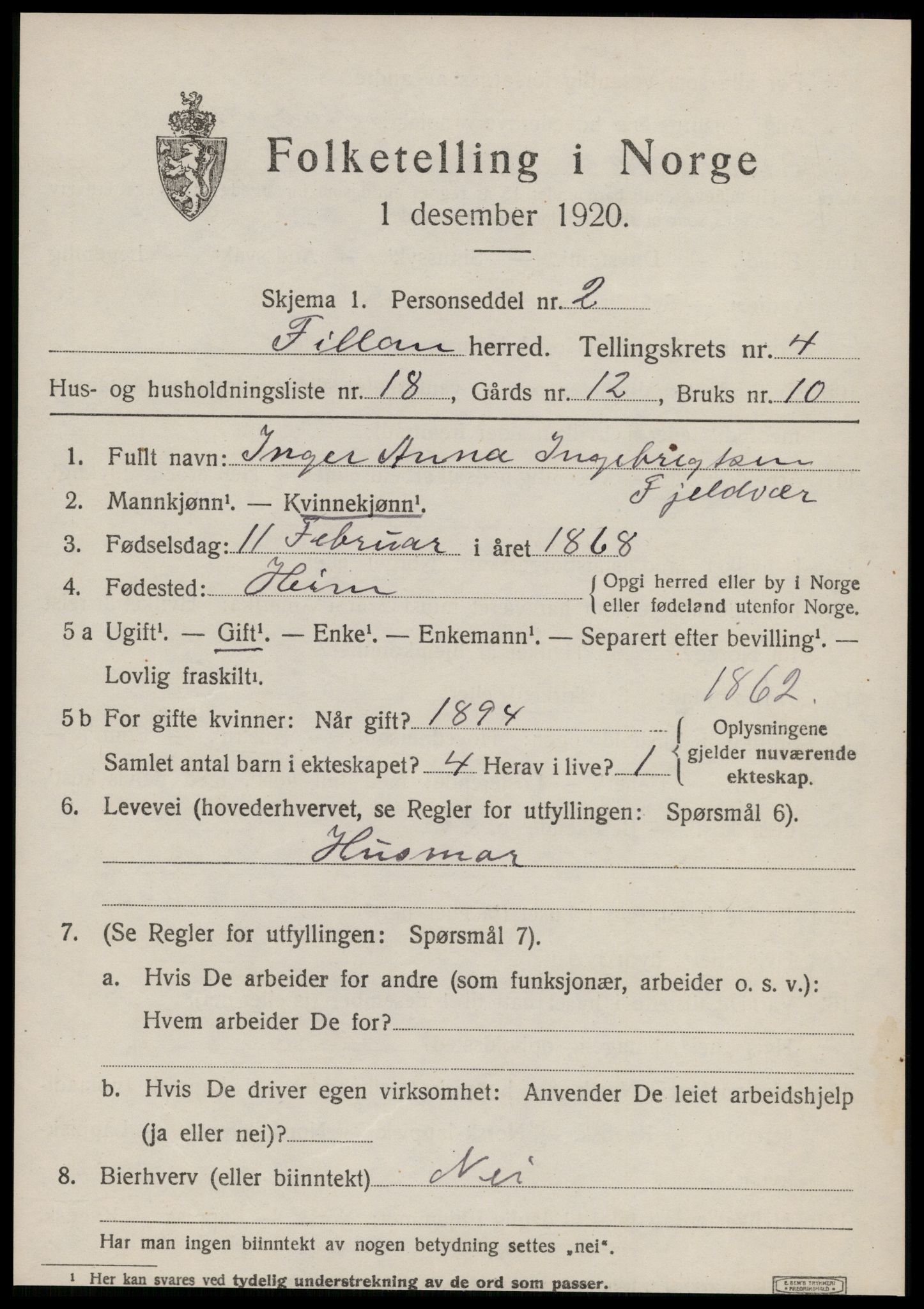 SAT, 1920 census for Fillan, 1920, p. 2002