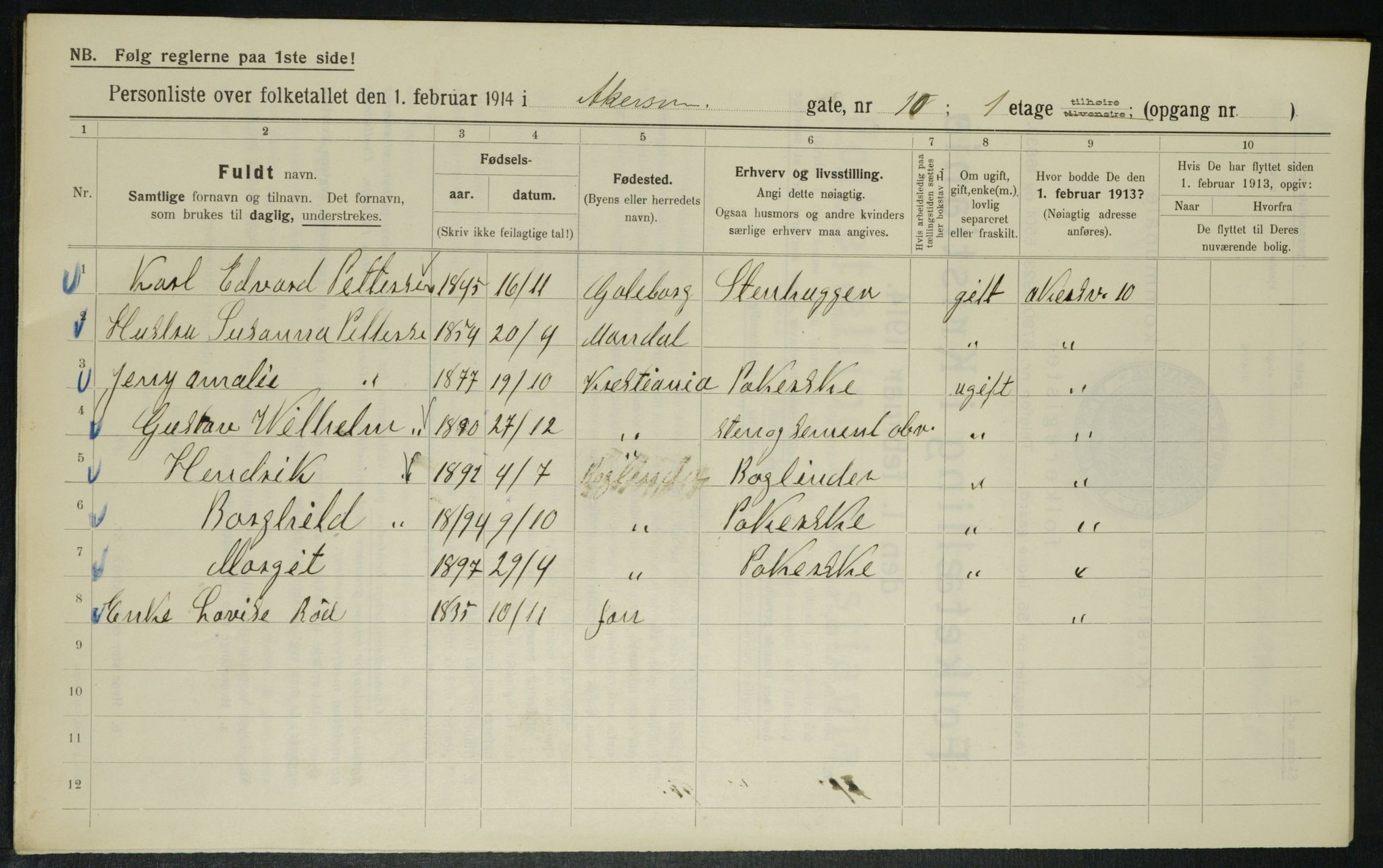 OBA, Municipal Census 1914 for Kristiania, 1914, p. 820