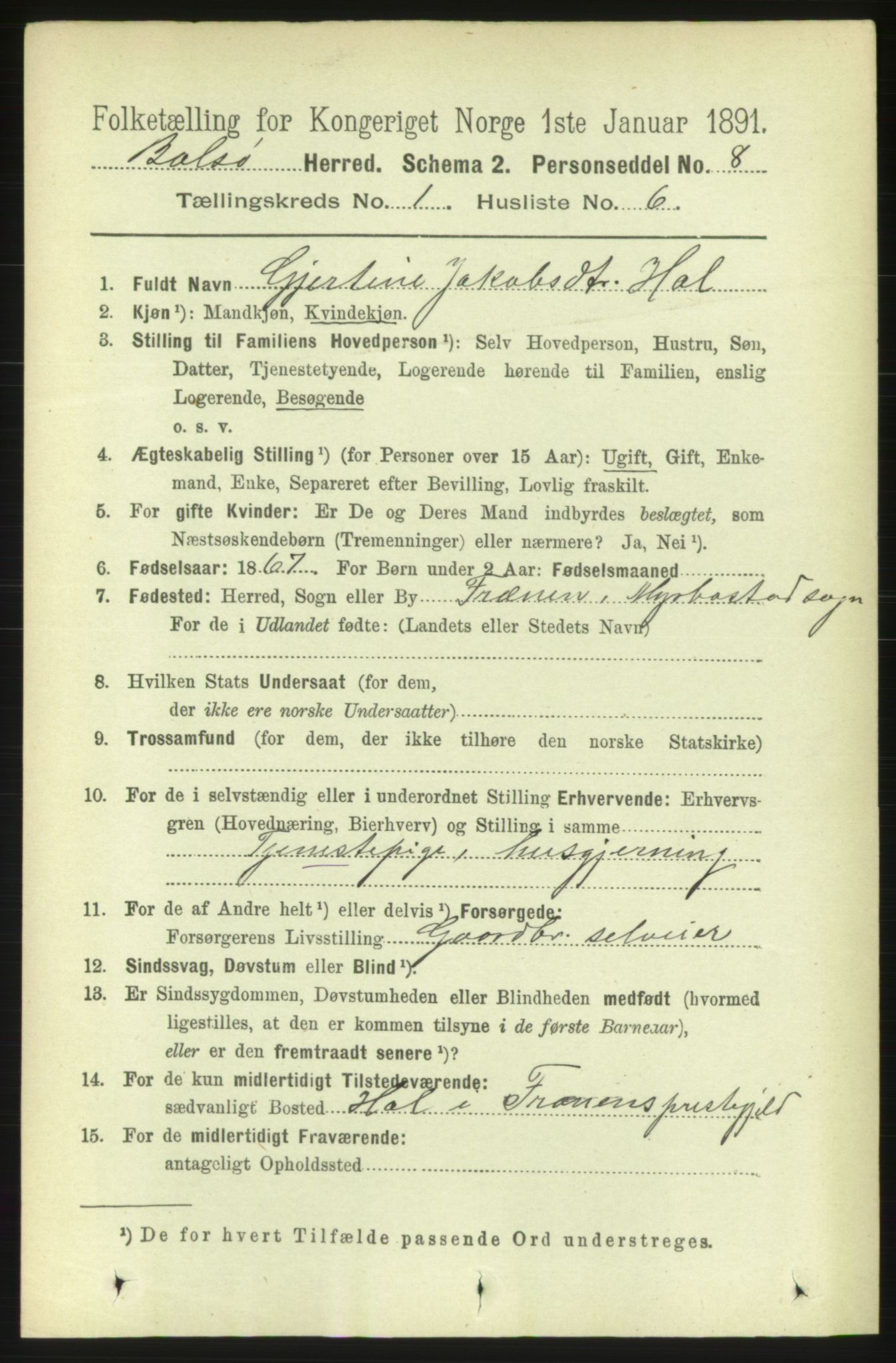 RA, 1891 census for 1544 Bolsøy, 1891, p. 215