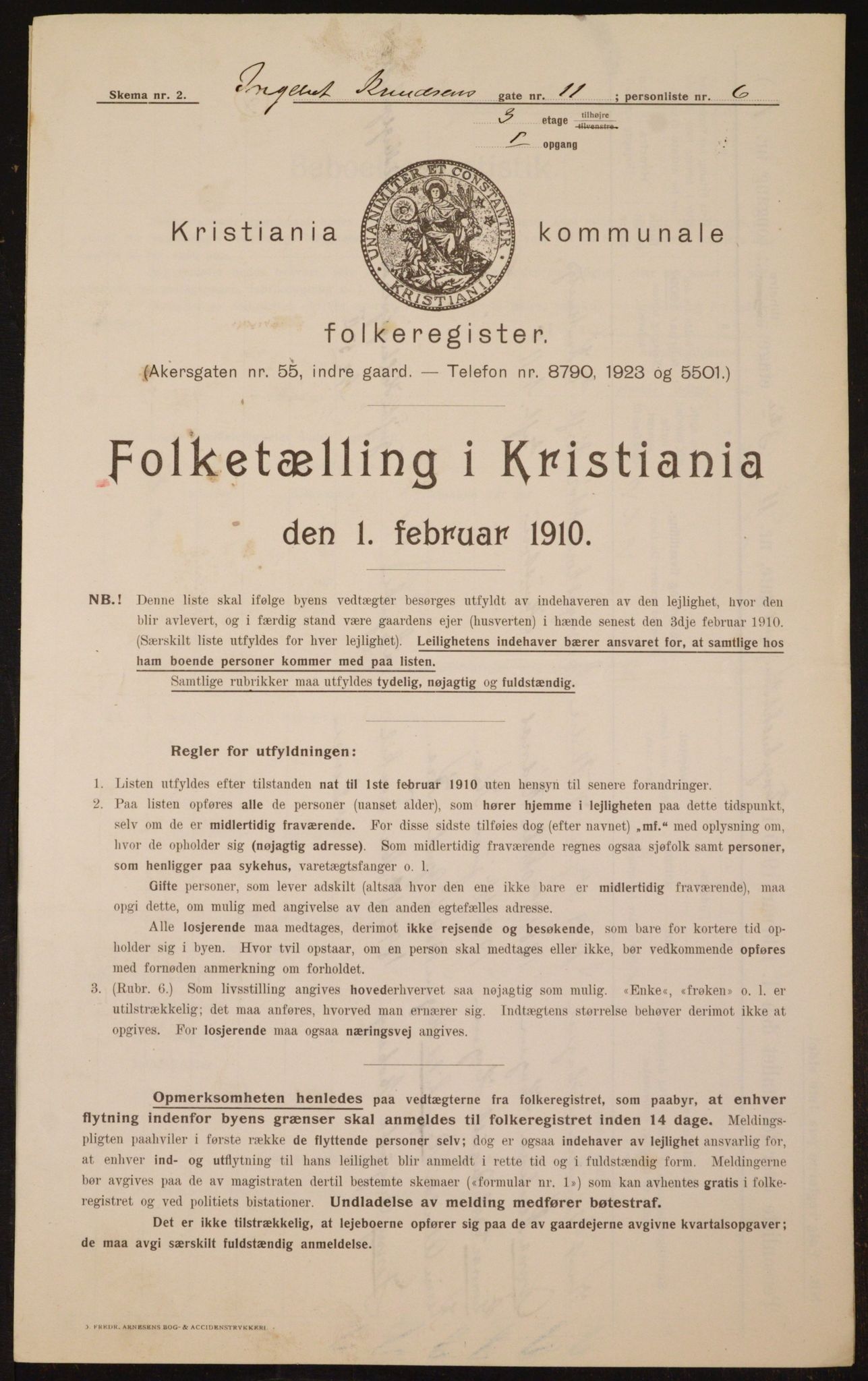 OBA, Municipal Census 1910 for Kristiania, 1910, p. 42933