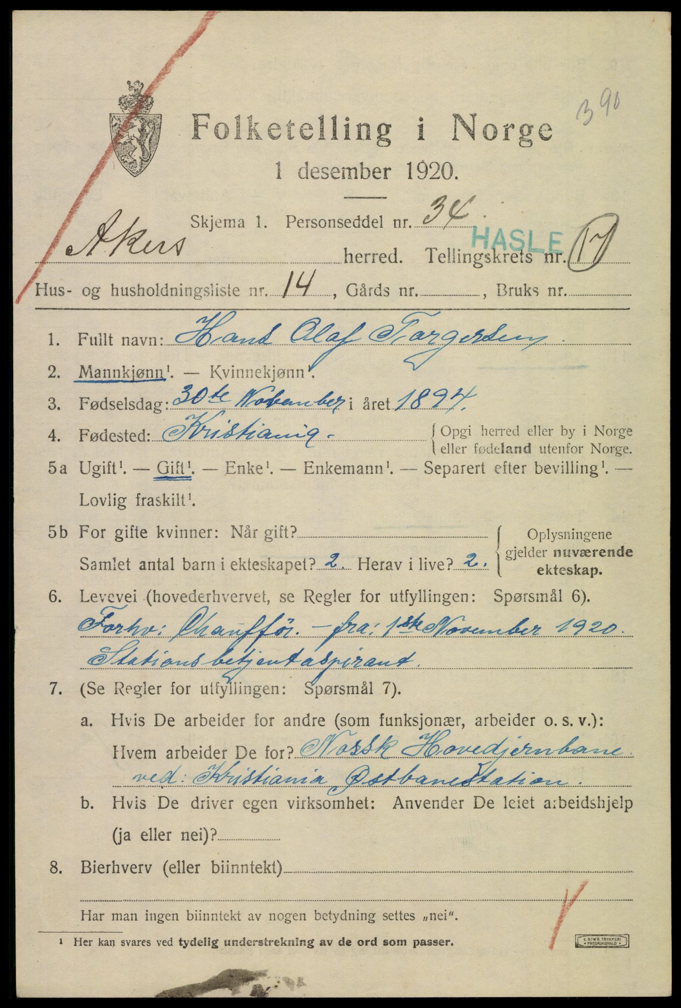 SAO, 1920 census for Aker, 1920, p. 105728