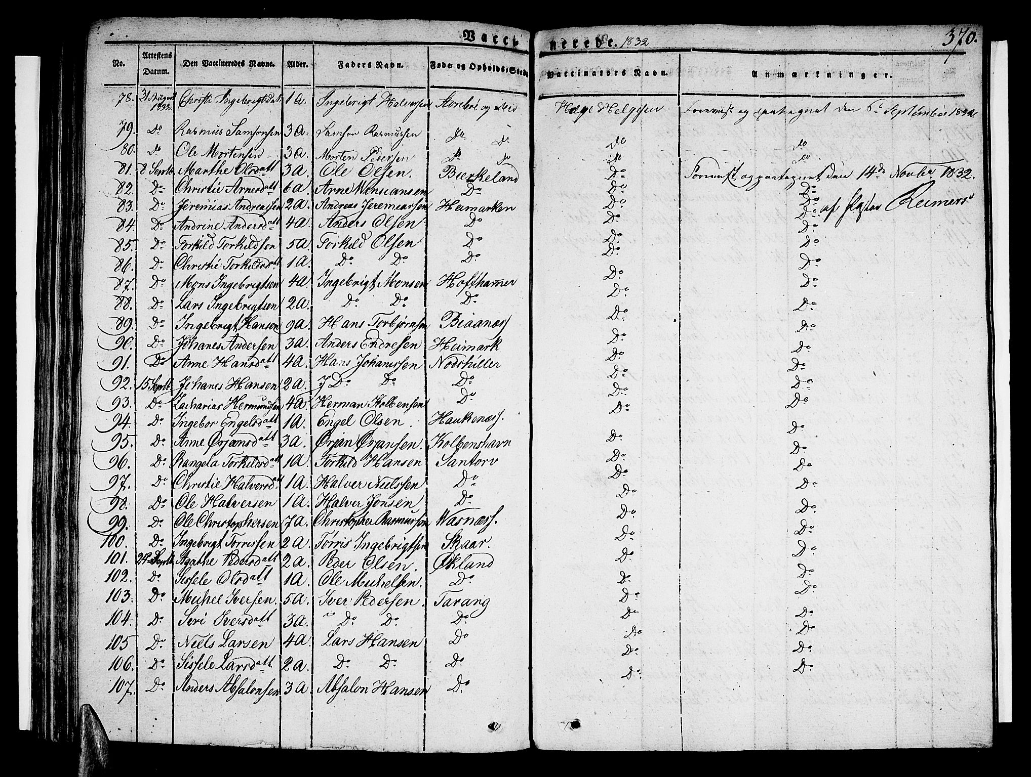 Sund sokneprestembete, AV/SAB-A-99930: Parish register (official) no. A 12, 1825-1835, p. 370