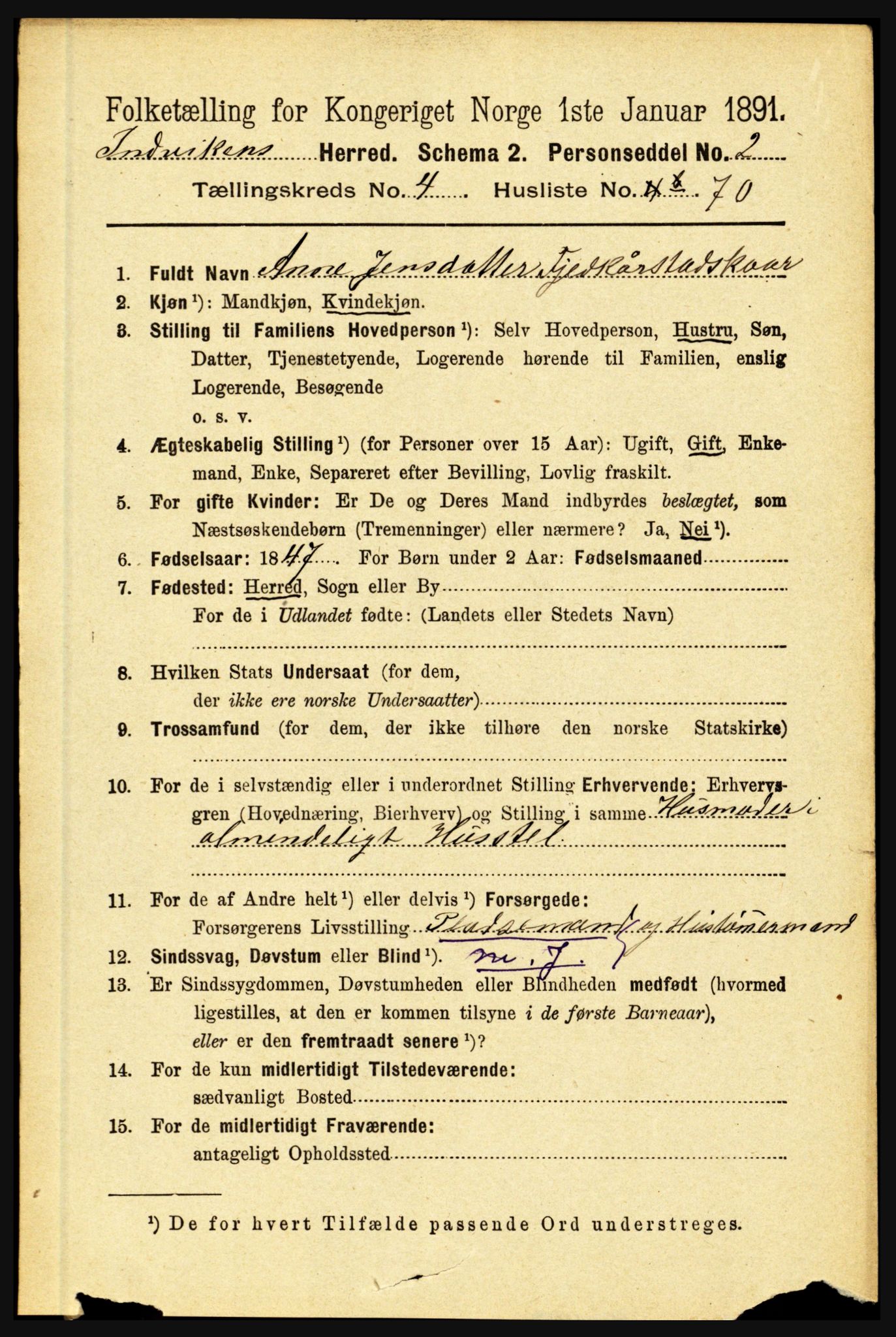 RA, 1891 census for 1447 Innvik, 1891, p. 1887