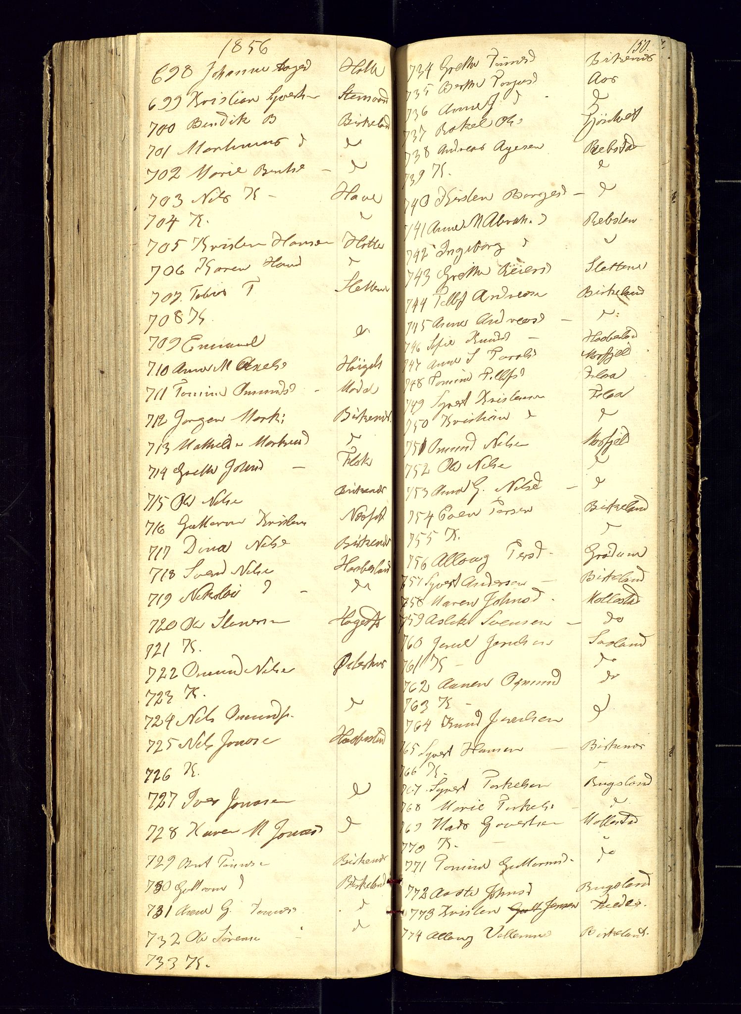 Birkenes sokneprestkontor, SAK/1111-0004/F/Fc/L0003: Communicants register no. C-3, 1849-1858, p. 150