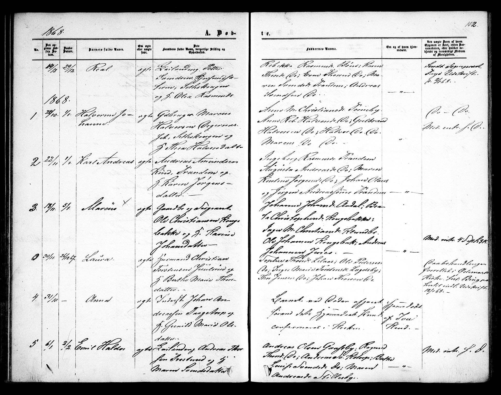 Rødenes prestekontor Kirkebøker, AV/SAO-A-2005/F/Fa/L0007: Parish register (official) no. I 7, 1860-1869, p. 102