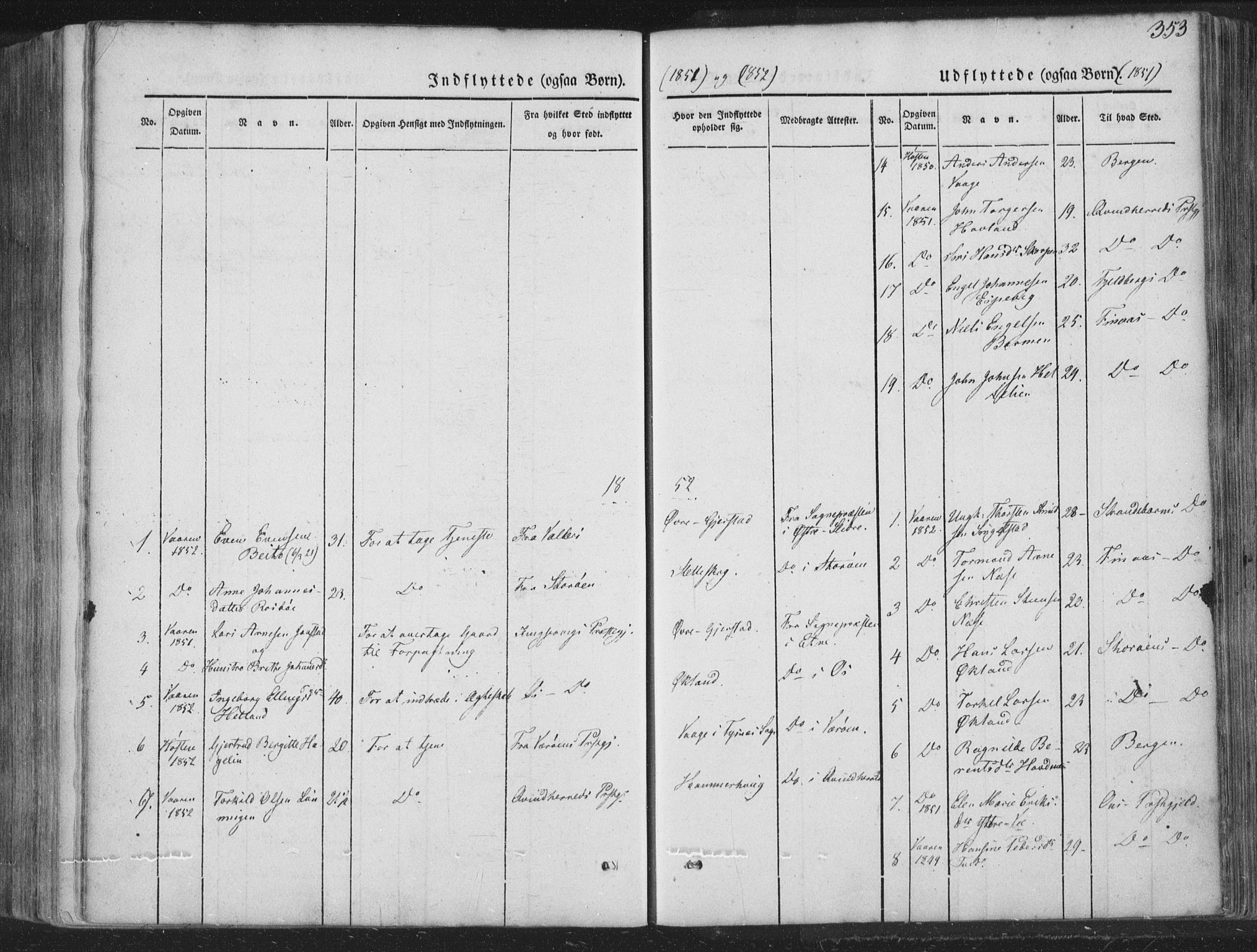 Tysnes sokneprestembete, SAB/A-78601/H/Haa: Parish register (official) no. A 10, 1848-1859, p. 353