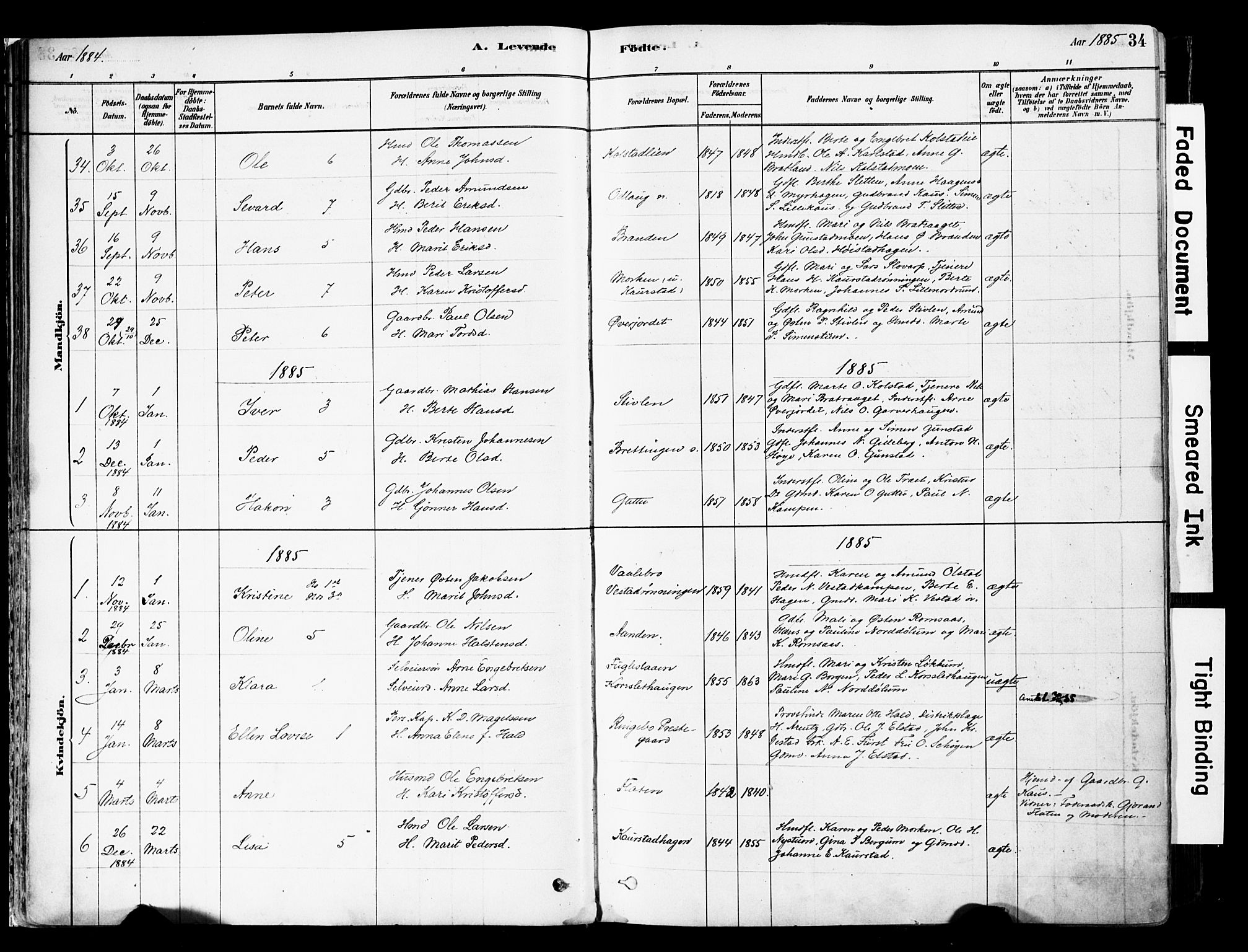 Ringebu prestekontor, SAH/PREST-082/H/Ha/Haa/L0008: Parish register (official) no. 8, 1878-1898, p. 34