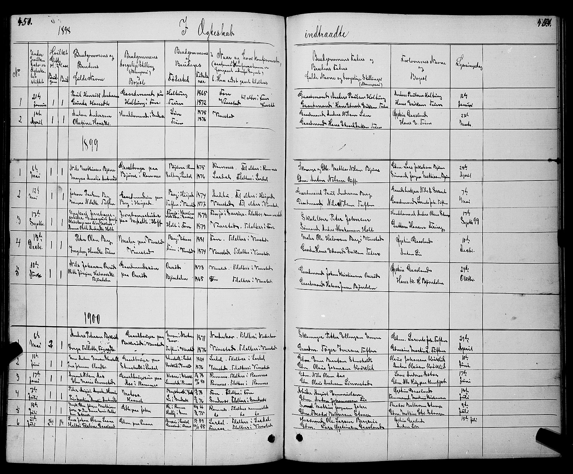 Ramnes kirkebøker, SAKO/A-314/G/Gc/L0001: Parish register (copy) no. III 1, 1869-1903, p. 450-451