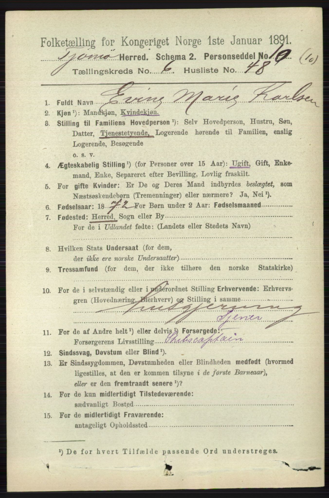 RA, 1891 census for 0723 Tjøme, 1891, p. 2410