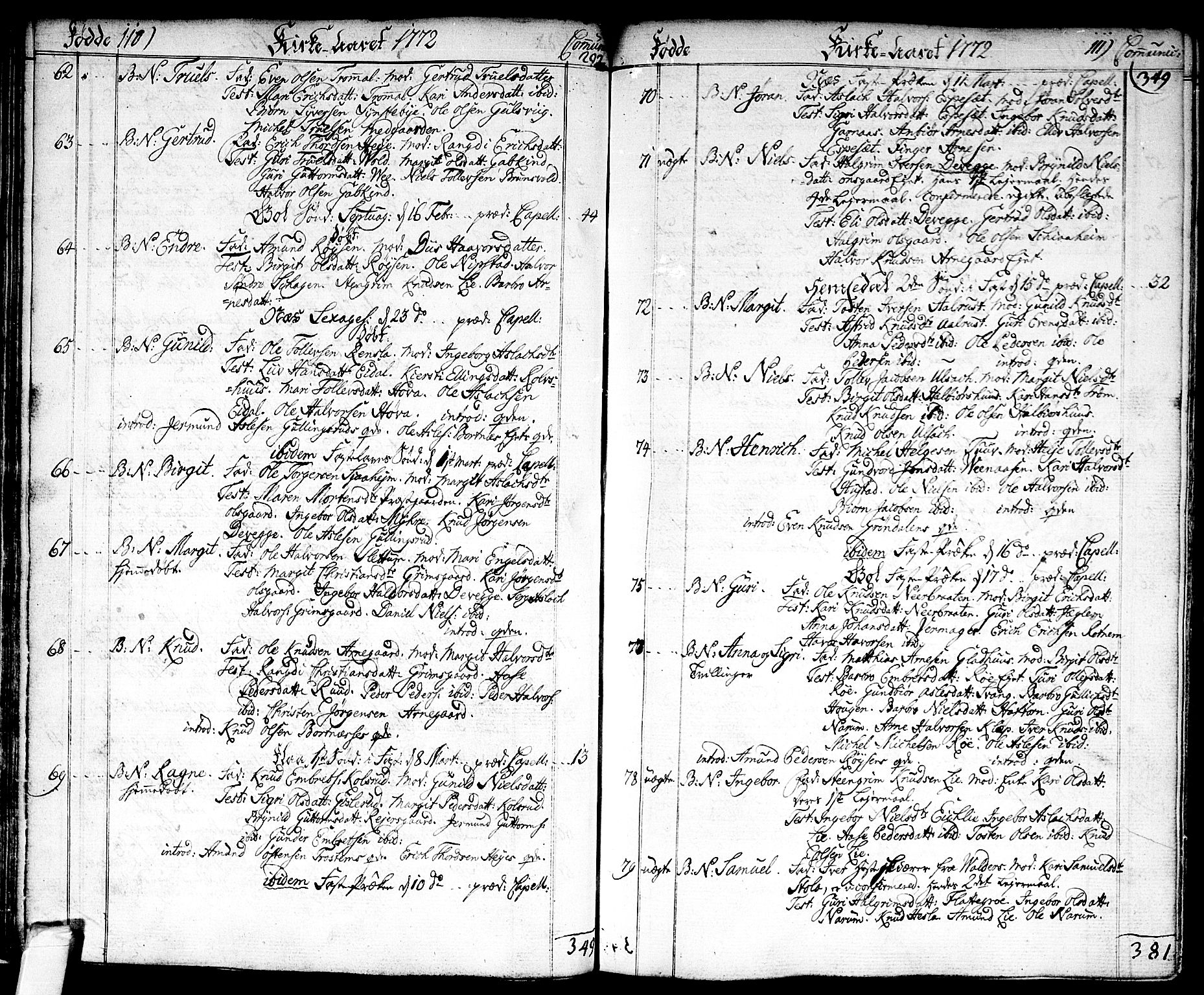 Nes kirkebøker, SAKO/A-236/F/Fa/L0004: Parish register (official) no. 4, 1764-1786, p. 110-111