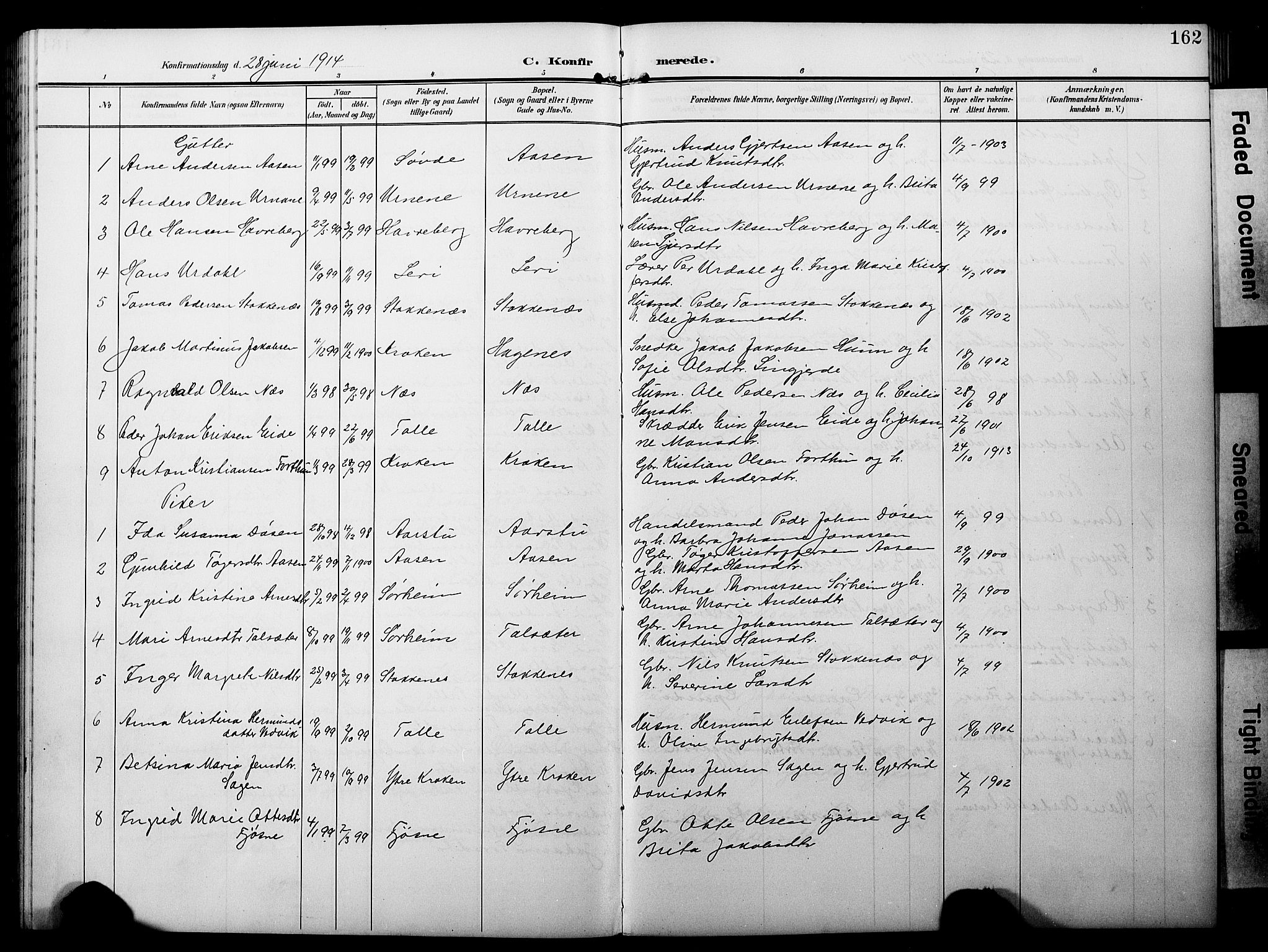 Luster sokneprestembete, AV/SAB-A-81101/H/Hab/Haba/L0001: Parish register (copy) no. A 1, 1903-1930, p. 162