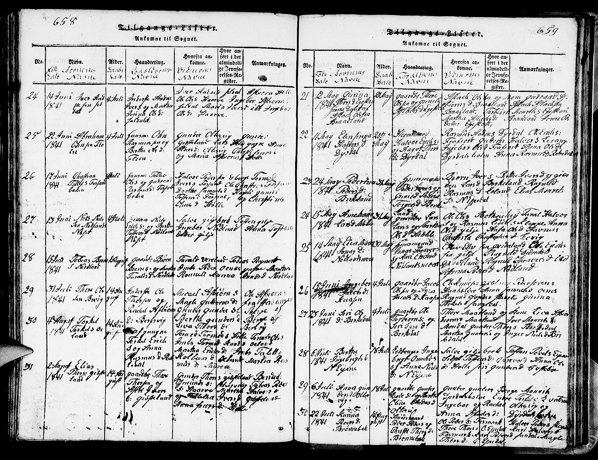 Strand sokneprestkontor, AV/SAST-A-101828/H/Ha/Hab/L0002: Parish register (copy) no. B 2, 1816-1854, p. 658-659