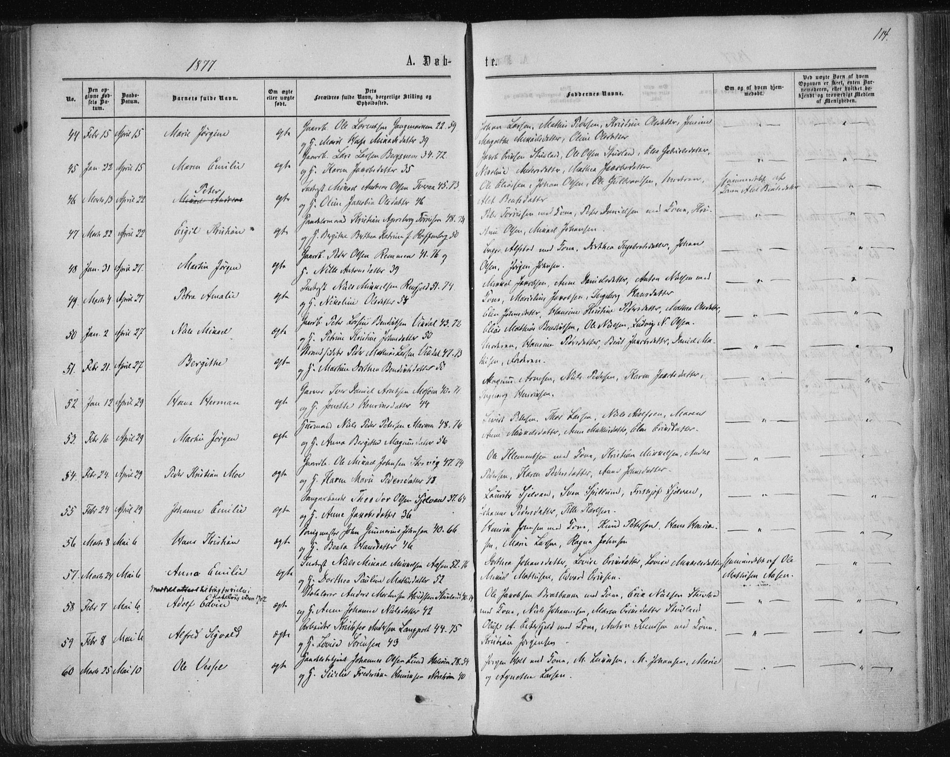 Ministerialprotokoller, klokkerbøker og fødselsregistre - Nordland, AV/SAT-A-1459/820/L0294: Parish register (official) no. 820A15, 1866-1879, p. 114