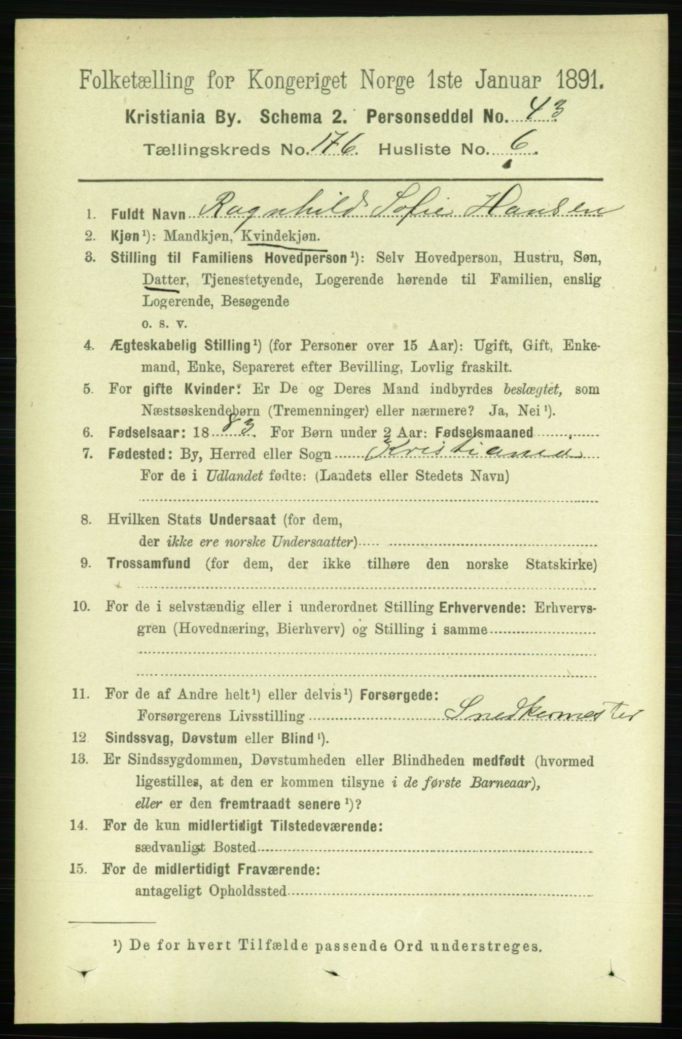 RA, 1891 census for 0301 Kristiania, 1891, p. 105698