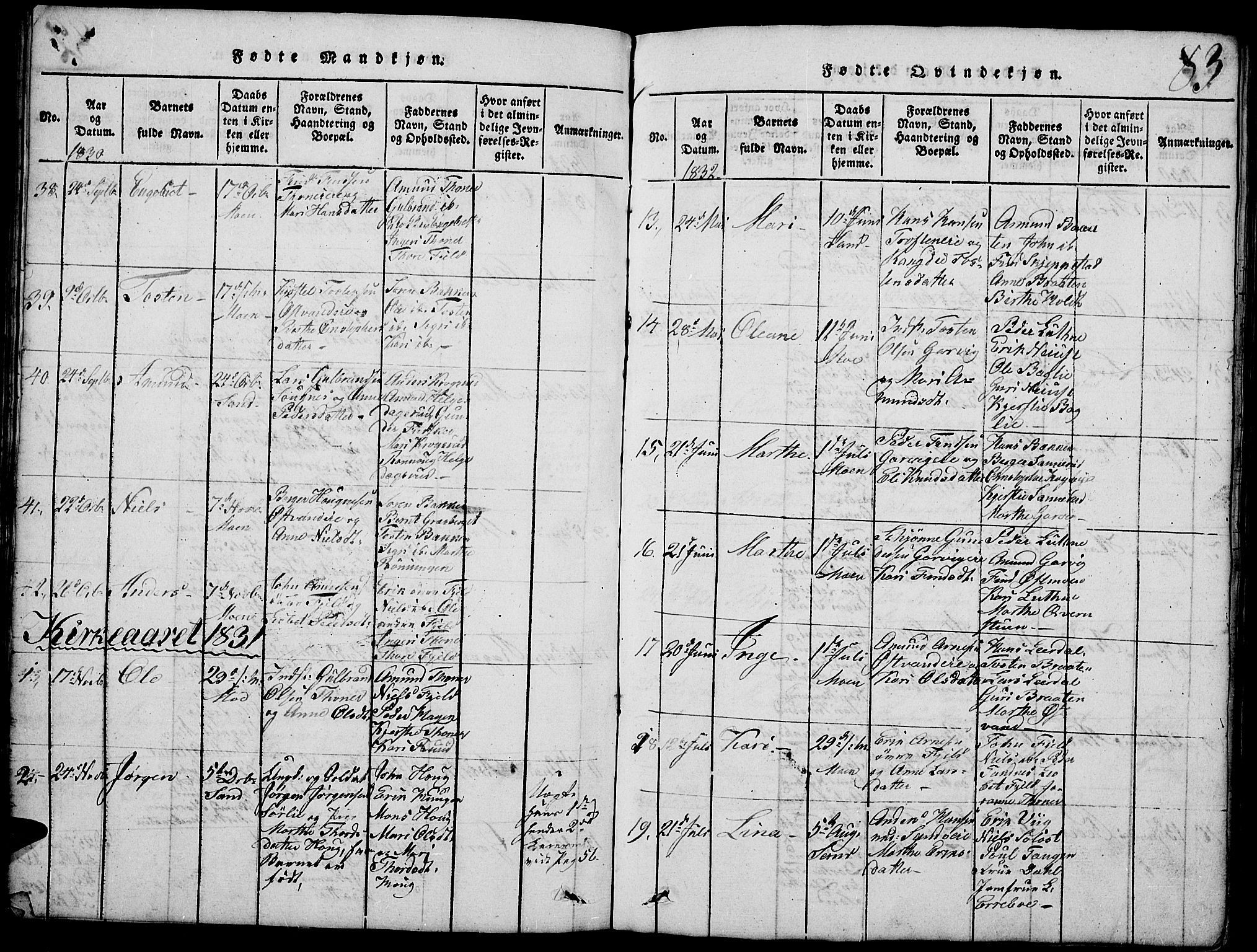 Nord-Odal prestekontor, AV/SAH-PREST-032/H/Ha/Hab/L0001: Parish register (copy) no. 1, 1819-1838, p. 83