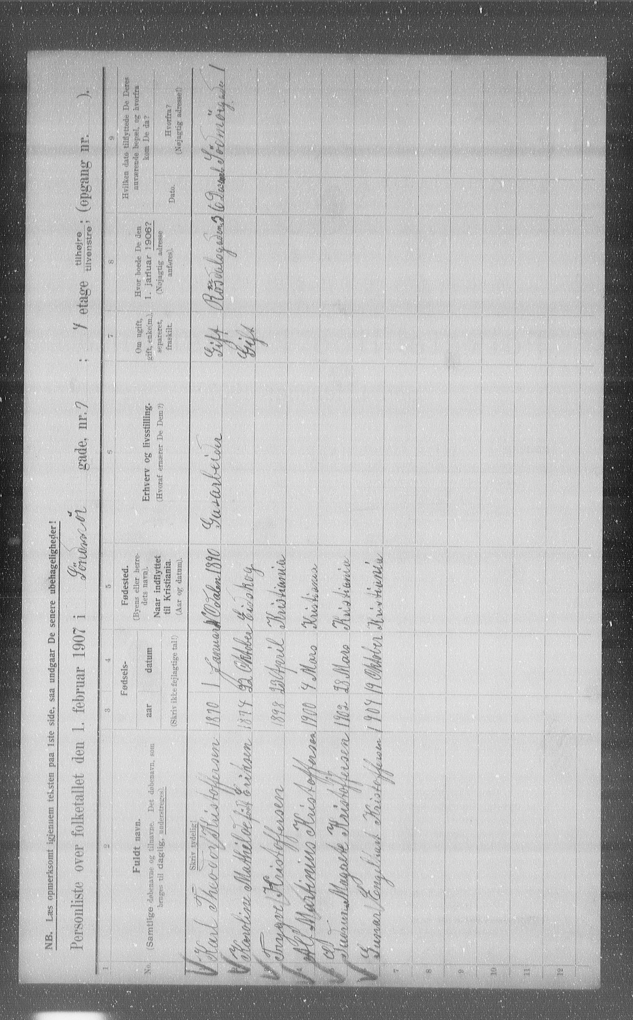 OBA, Municipal Census 1907 for Kristiania, 1907, p. 53340