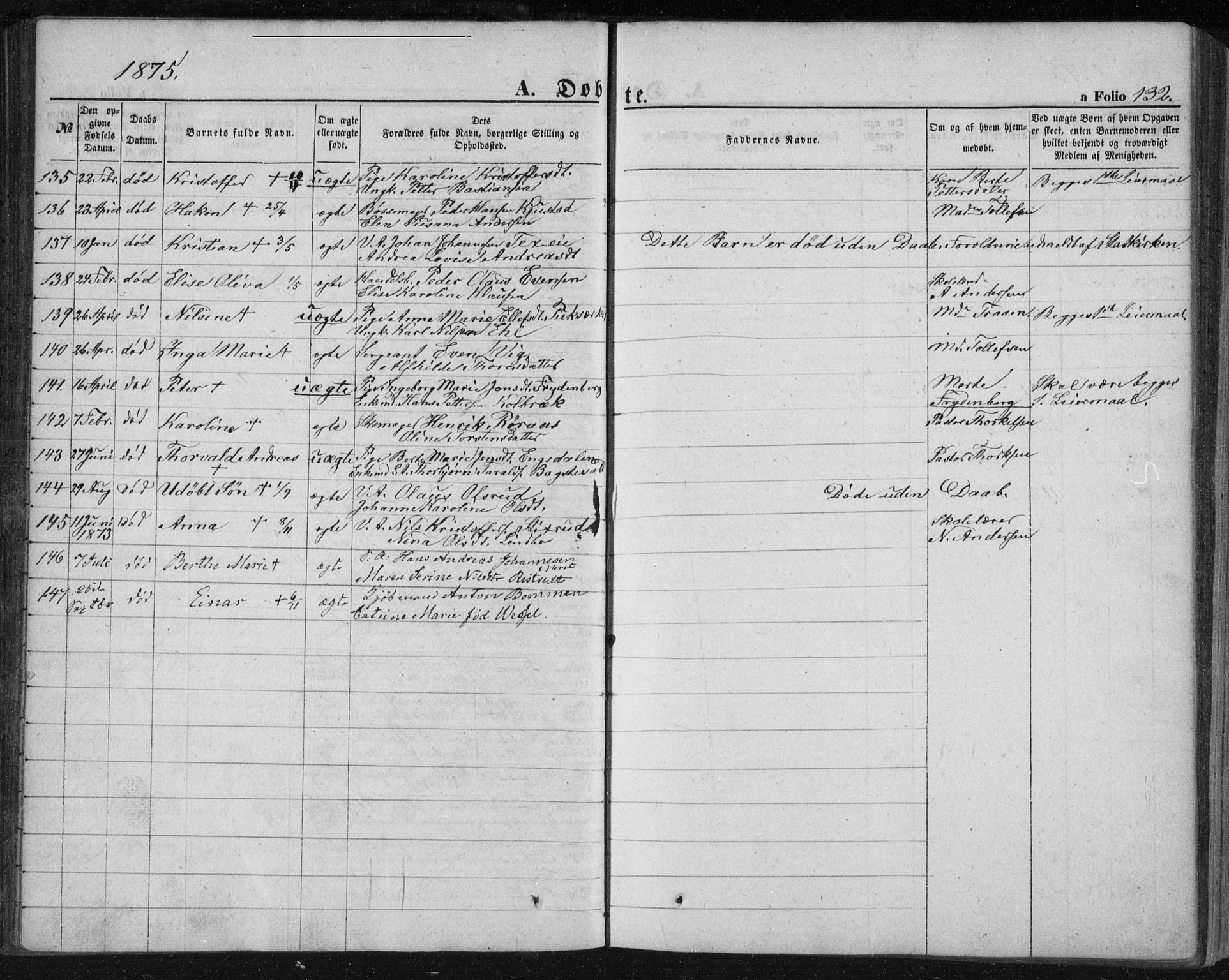 Kongsberg kirkebøker, SAKO/A-22/F/Fa/L0010: Parish register (official) no. I 10, 1859-1875, p. 132