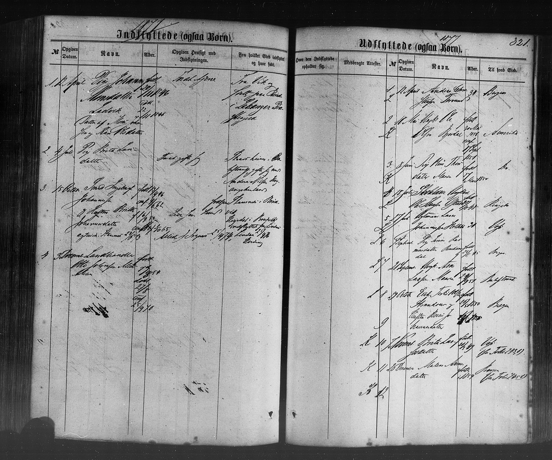 Lavik sokneprestembete, AV/SAB-A-80901: Parish register (official) no. A 4, 1864-1881, p. 321