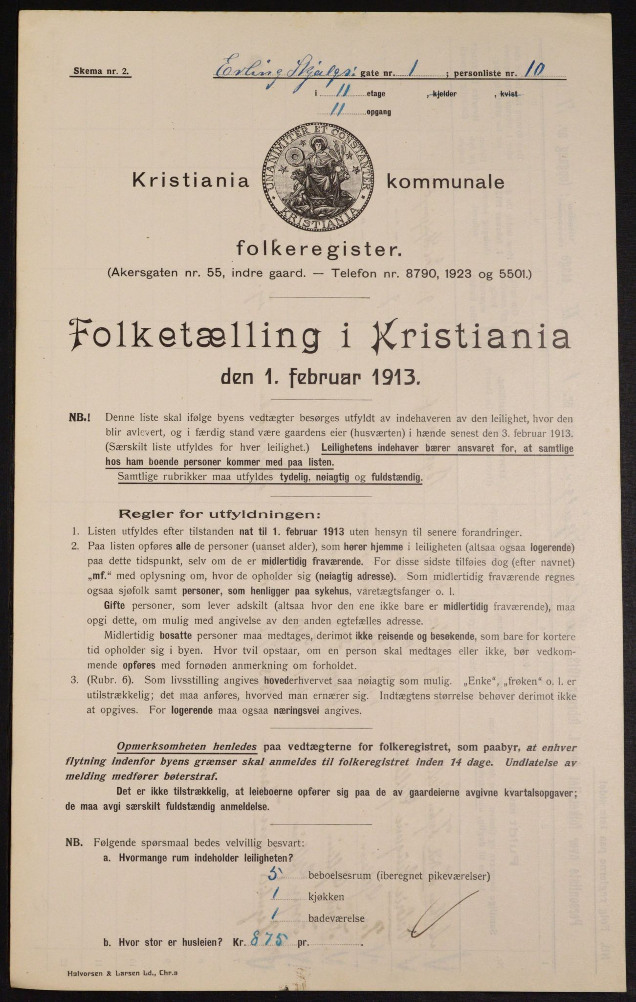 OBA, Municipal Census 1913 for Kristiania, 1913, p. 22124