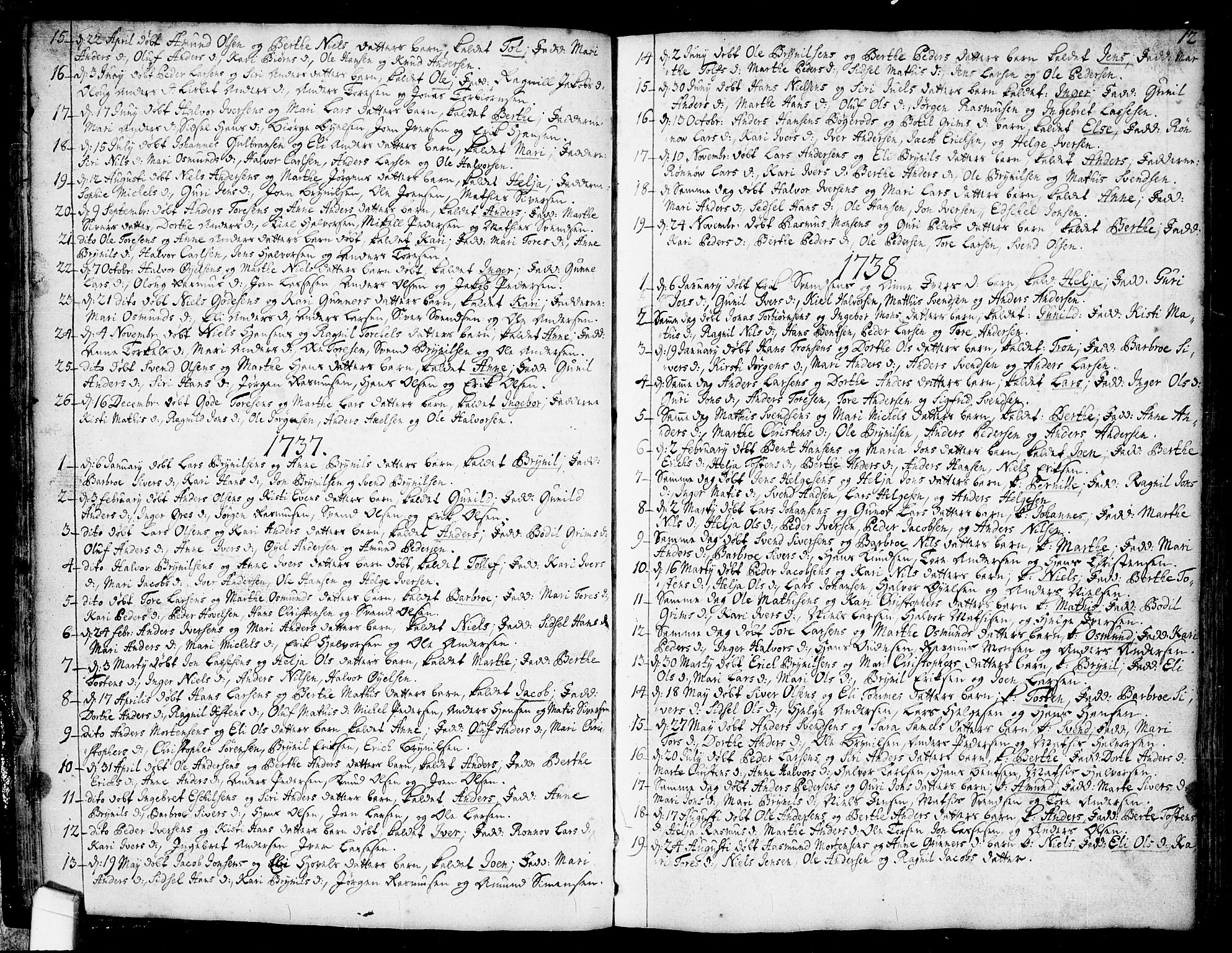 Idd prestekontor Kirkebøker, AV/SAO-A-10911/F/Fb/L0001: Parish register (official) no. II 1, 1720-1789, p. 12