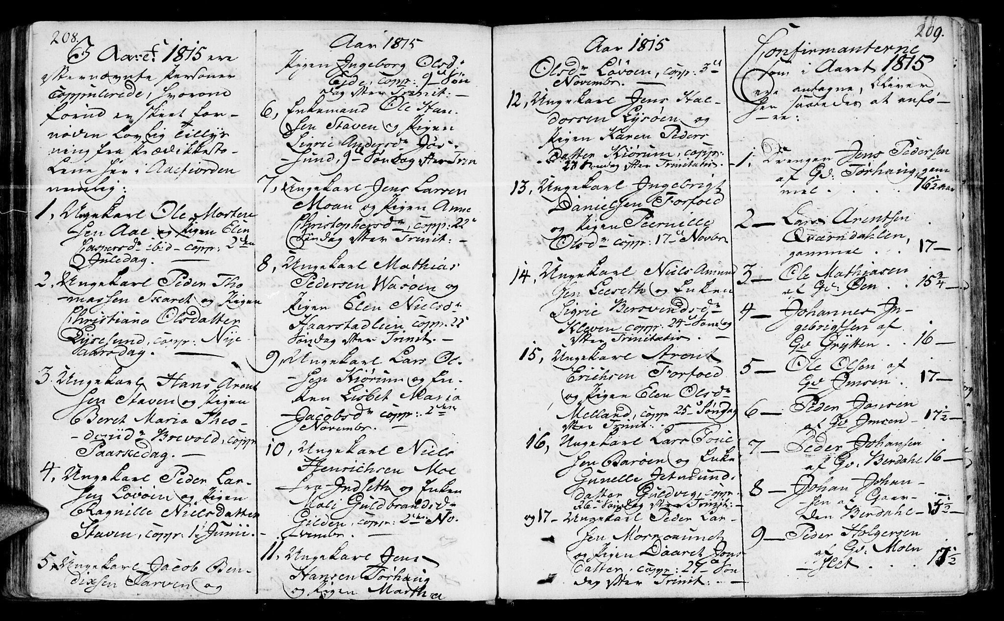 Ministerialprotokoller, klokkerbøker og fødselsregistre - Sør-Trøndelag, SAT/A-1456/655/L0674: Parish register (official) no. 655A03, 1802-1826, p. 208-209