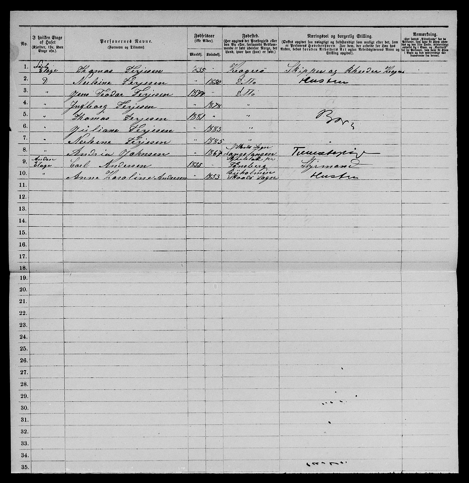 SAKO, 1885 census for 0801 Kragerø, 1885, p. 1526