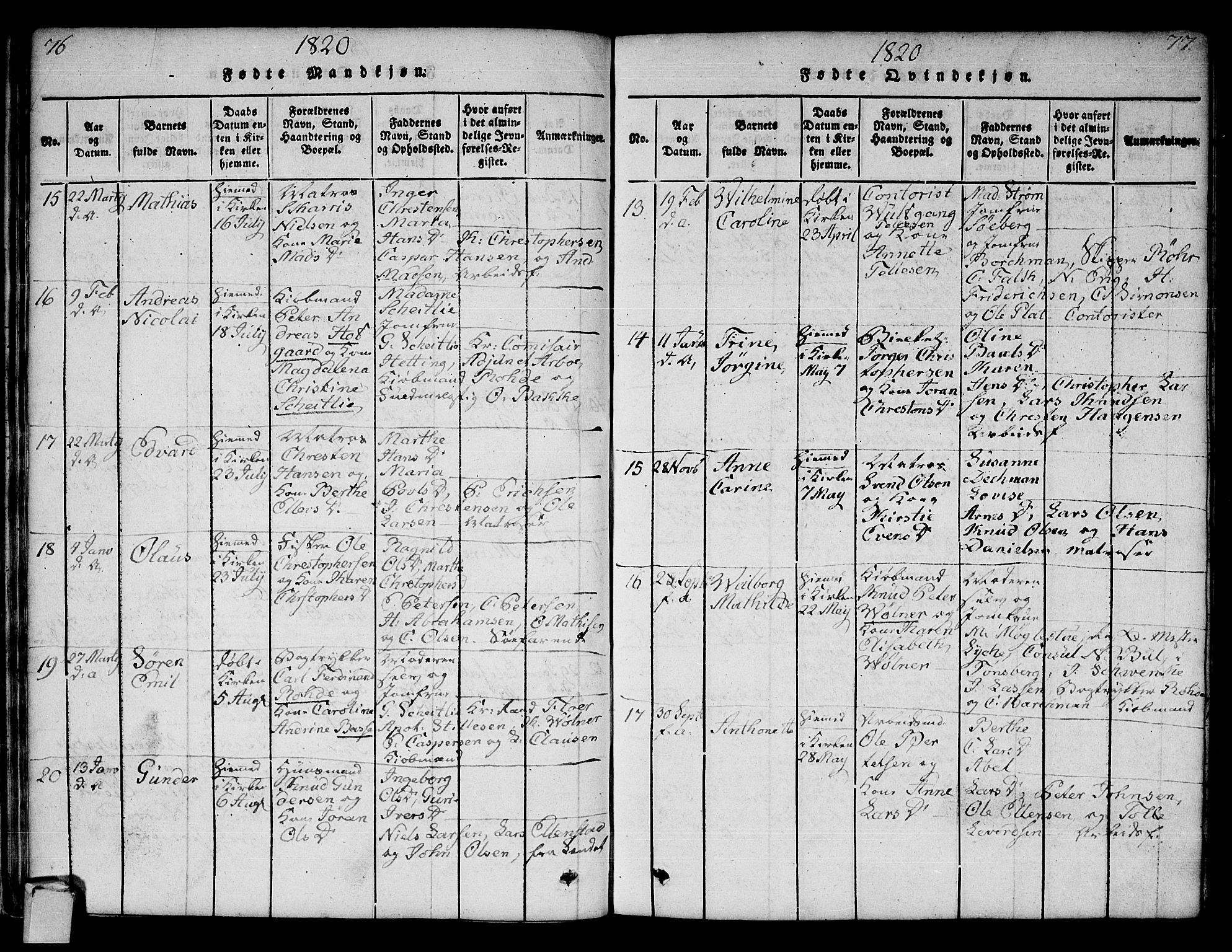 Strømsø kirkebøker, AV/SAKO-A-246/F/Fa/L0011: Parish register (official) no. I 11, 1815-1829, p. 76-77