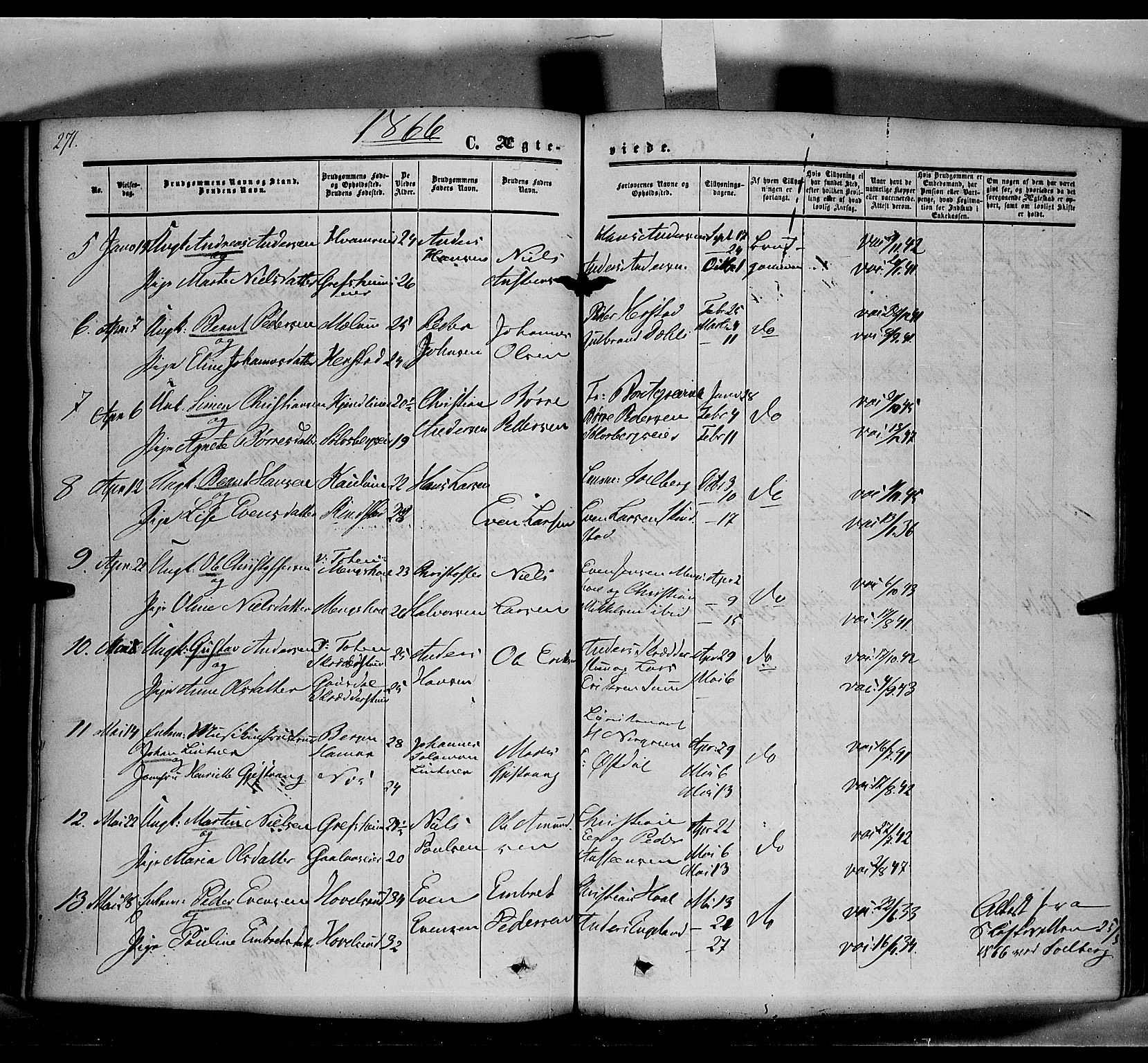 Nes prestekontor, Hedmark, SAH/PREST-020/K/Ka/L0004: Parish register (official) no. 4, 1852-1886, p. 271