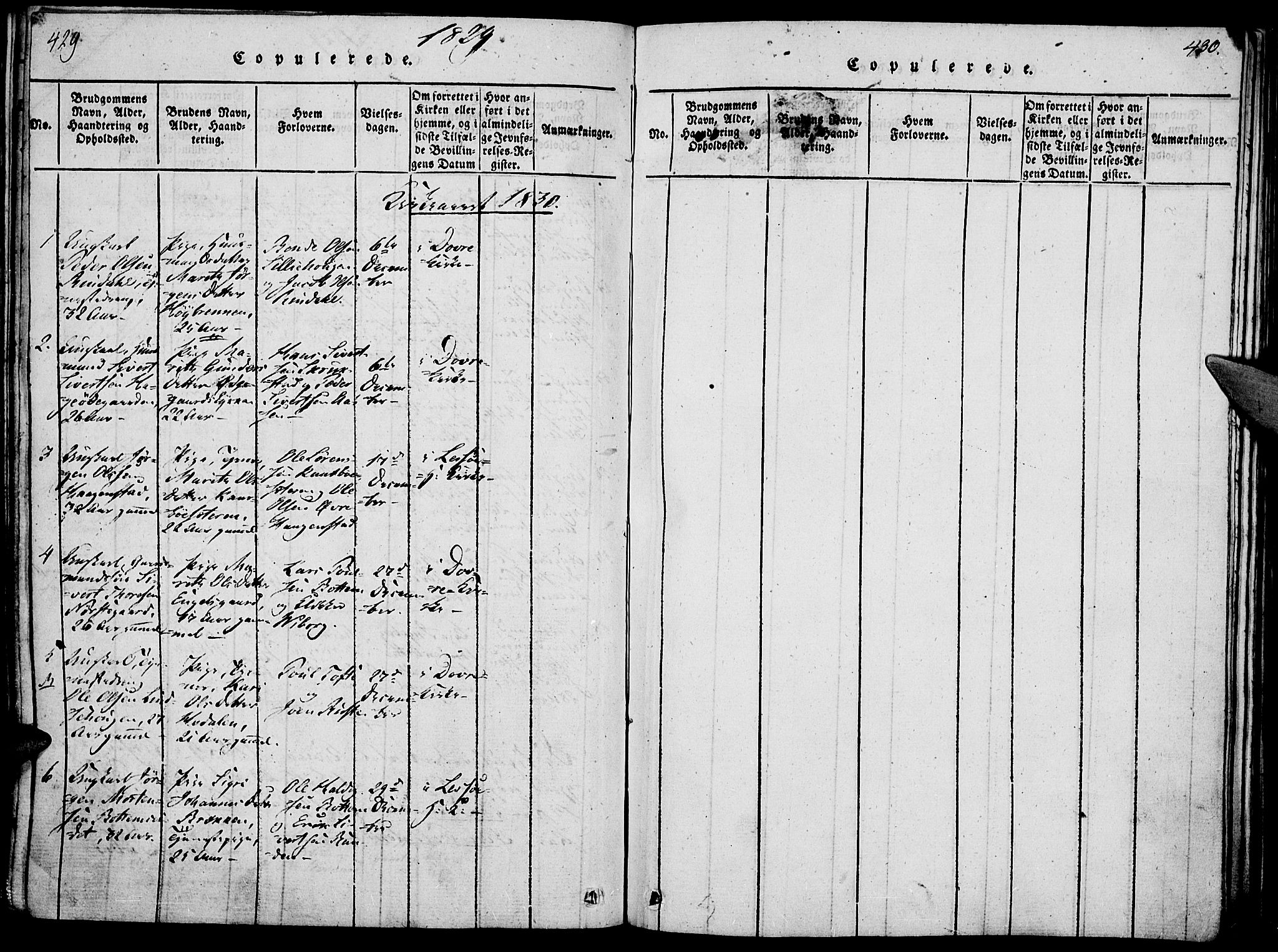 Lesja prestekontor, SAH/PREST-068/H/Ha/Haa/L0004: Parish register (official) no. 4, 1820-1829, p. 429-430