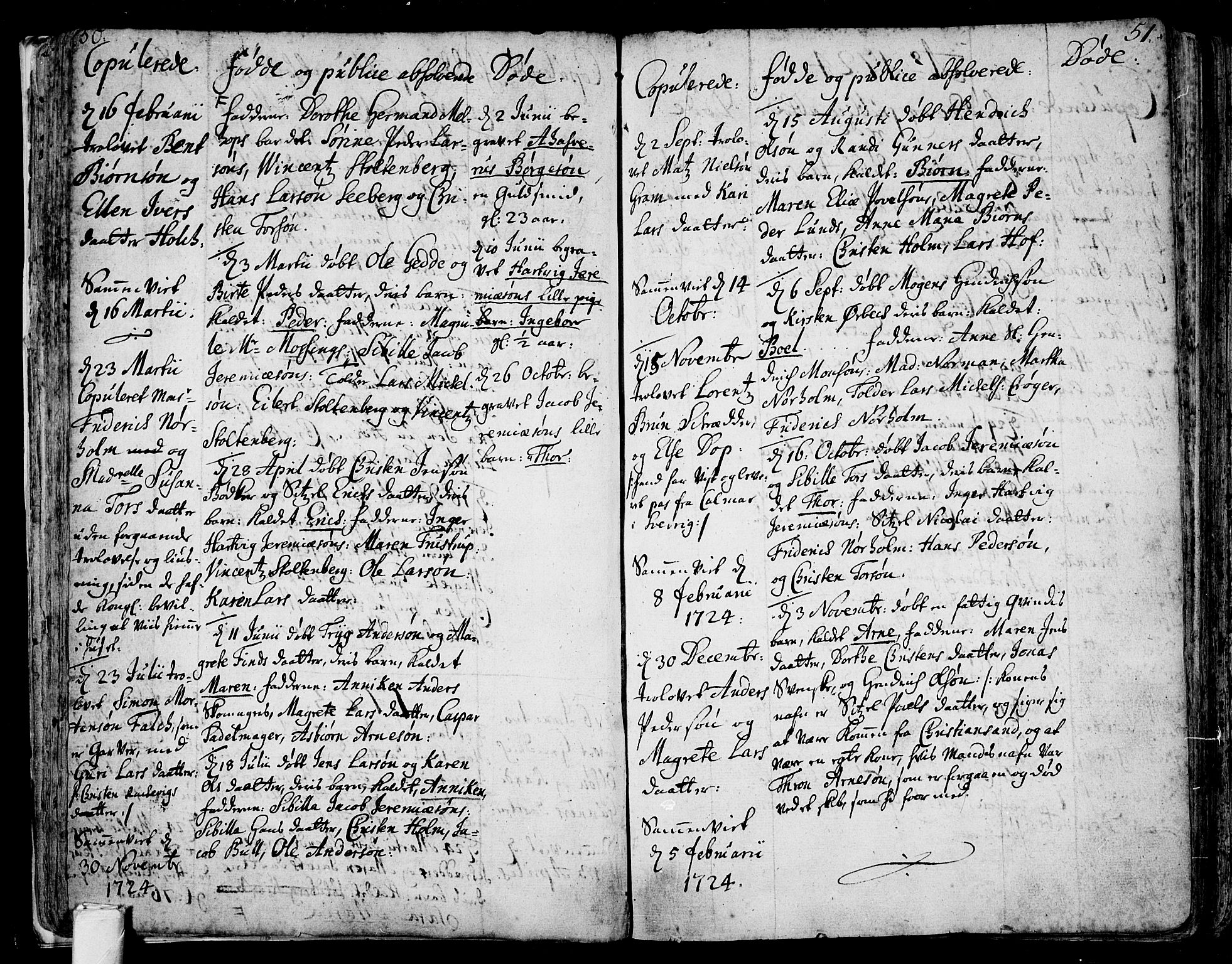 Tønsberg kirkebøker, AV/SAKO-A-330/F/Fb/L0001: Parish register (official) no. II 1, 1690-1796, p. 50-51