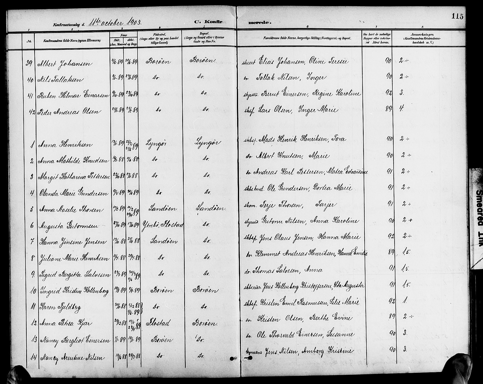 Dypvåg sokneprestkontor, AV/SAK-1111-0007/F/Fb/Fba/L0014: Parish register (copy) no. B 14, 1901-1922, p. 115