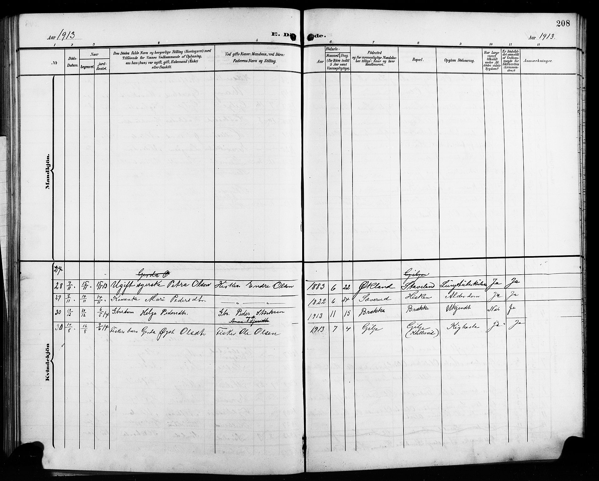 Finnås sokneprestembete, AV/SAB-A-99925/H/Ha/Hab/Habb/L0005: Parish register (copy) no. B 5, 1907-1920, p. 208