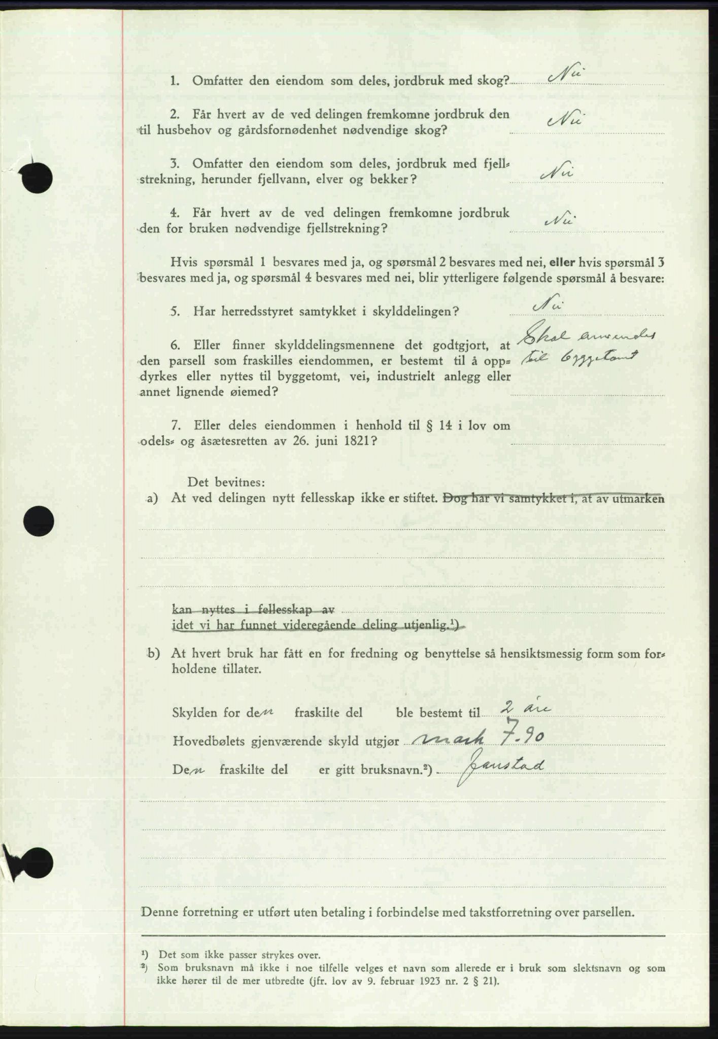 Toten tingrett, SAH/TING-006/H/Hb/Hbc/L0020: Mortgage book no. Hbc-20, 1948-1948, Diary no: : 2188/1948