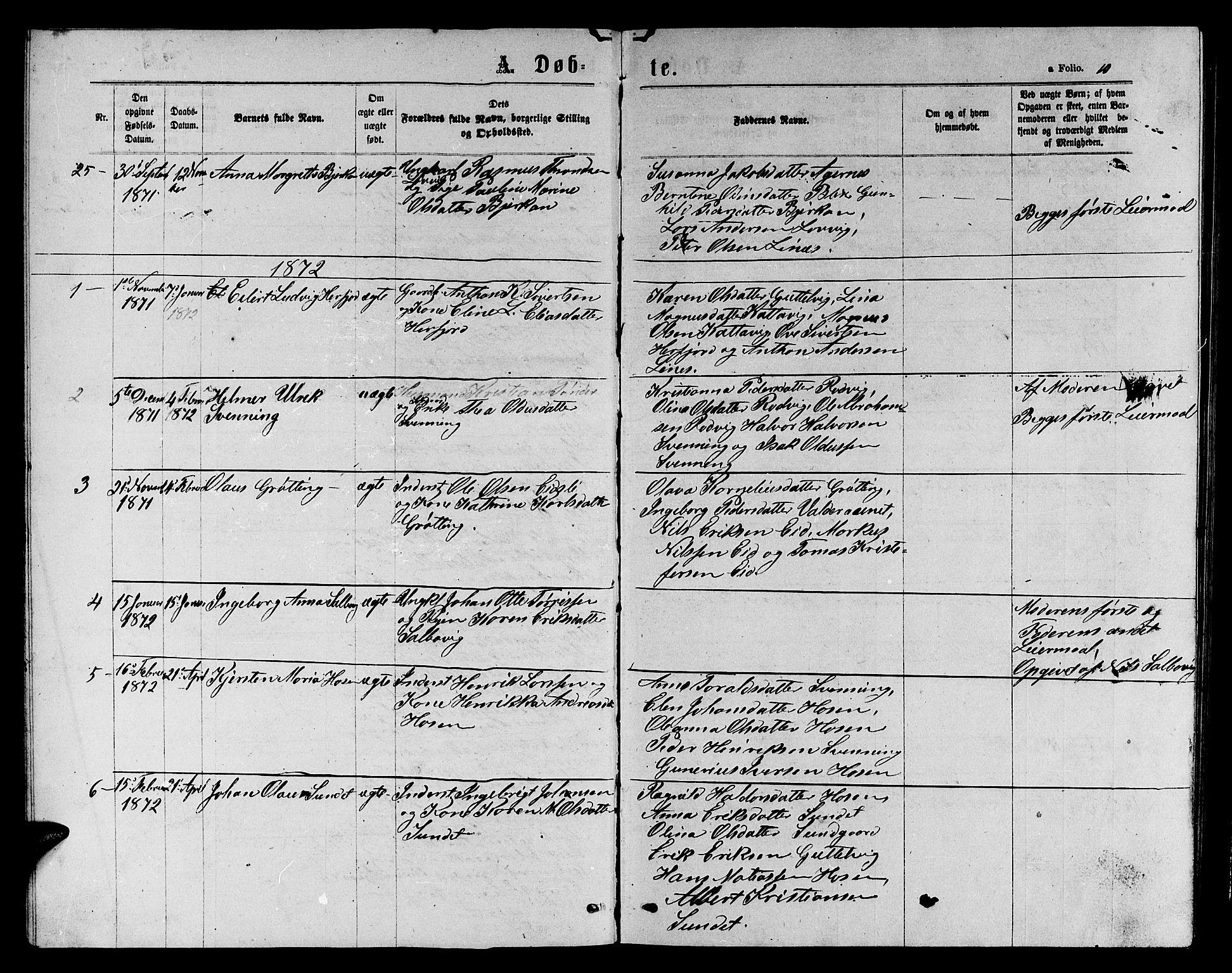 Ministerialprotokoller, klokkerbøker og fødselsregistre - Sør-Trøndelag, SAT/A-1456/656/L0695: Parish register (copy) no. 656C01, 1867-1889, p. 10