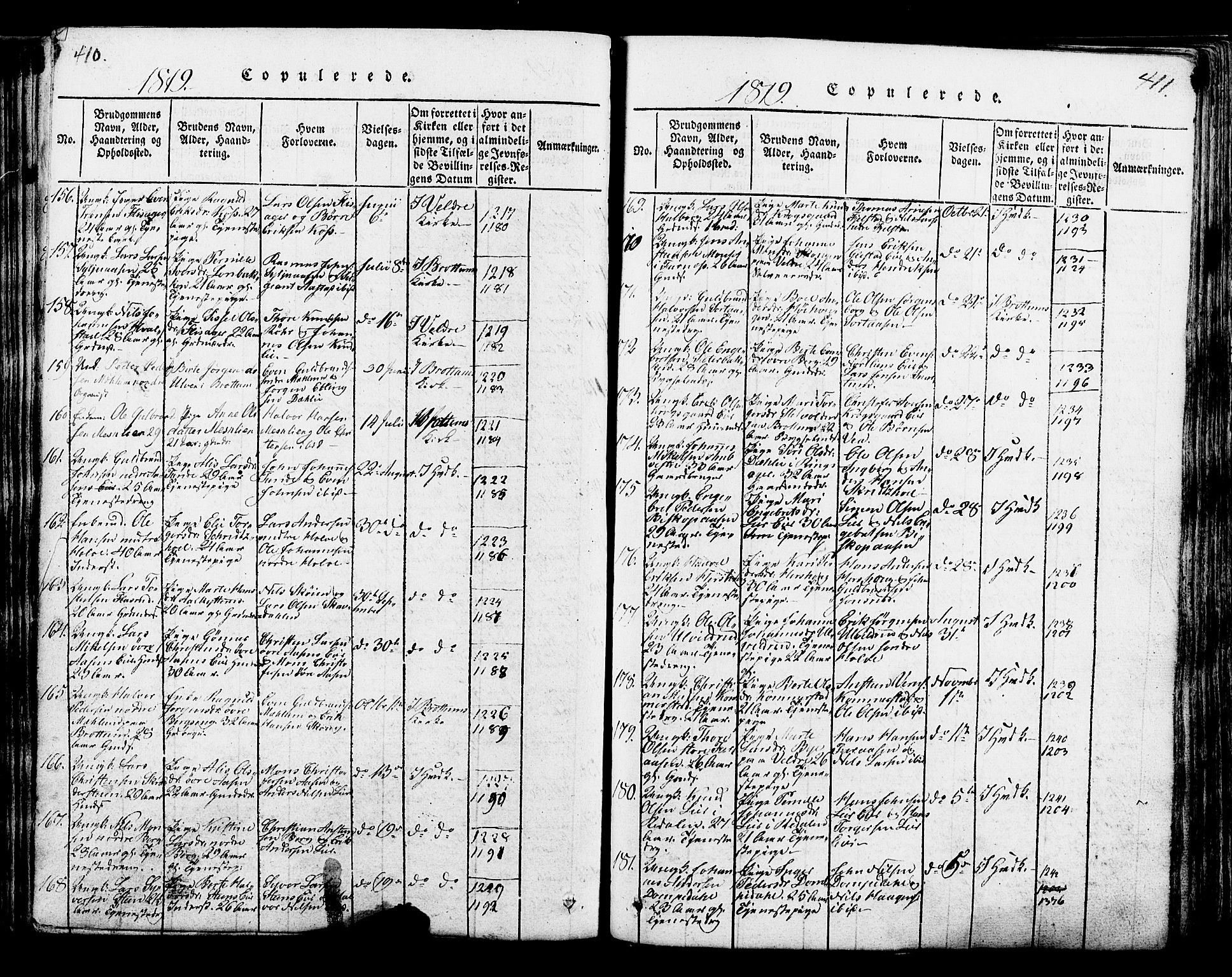 Ringsaker prestekontor, SAH/PREST-014/K/Ka/L0005: Parish register (official) no. 5, 1814-1826, p. 410-411