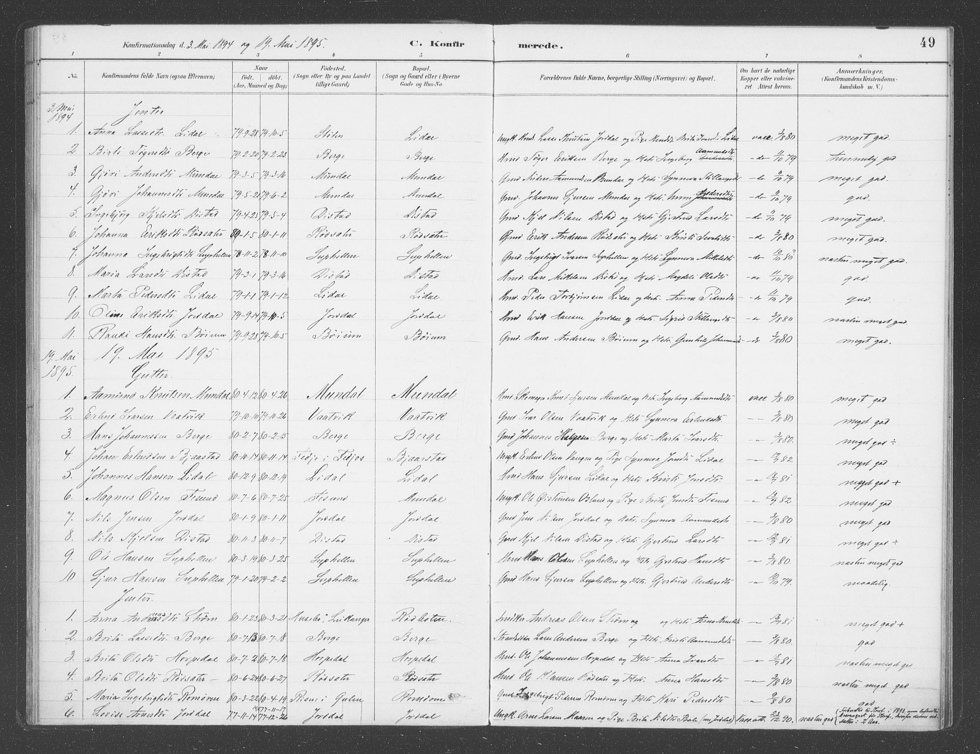 Balestrand sokneprestembete, AV/SAB-A-79601/H/Haa/Haac/L0001: Parish register (official) no. C  1, 1889-1909, p. 49