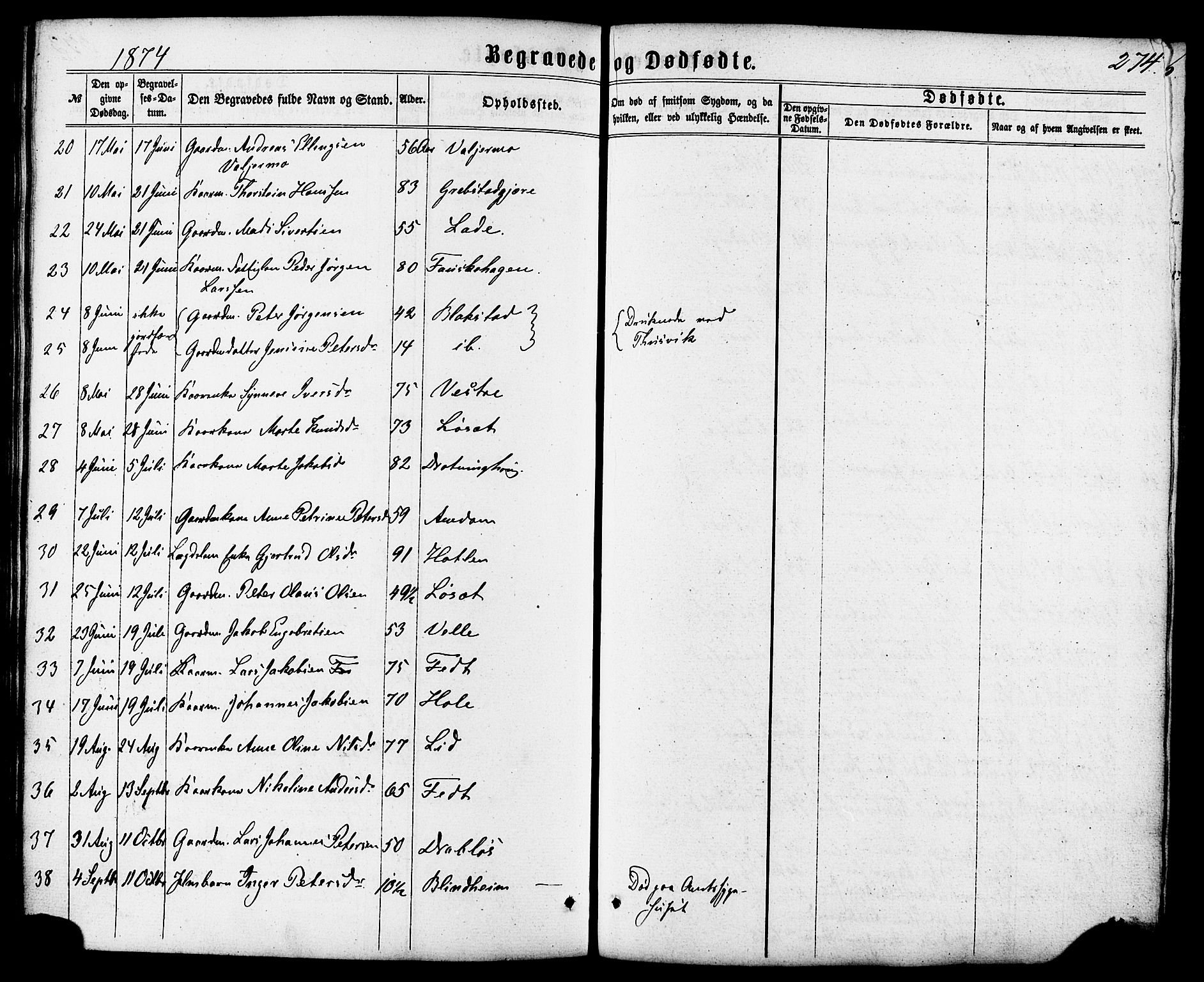 Ministerialprotokoller, klokkerbøker og fødselsregistre - Møre og Romsdal, AV/SAT-A-1454/522/L0314: Parish register (official) no. 522A09, 1863-1877, p. 274