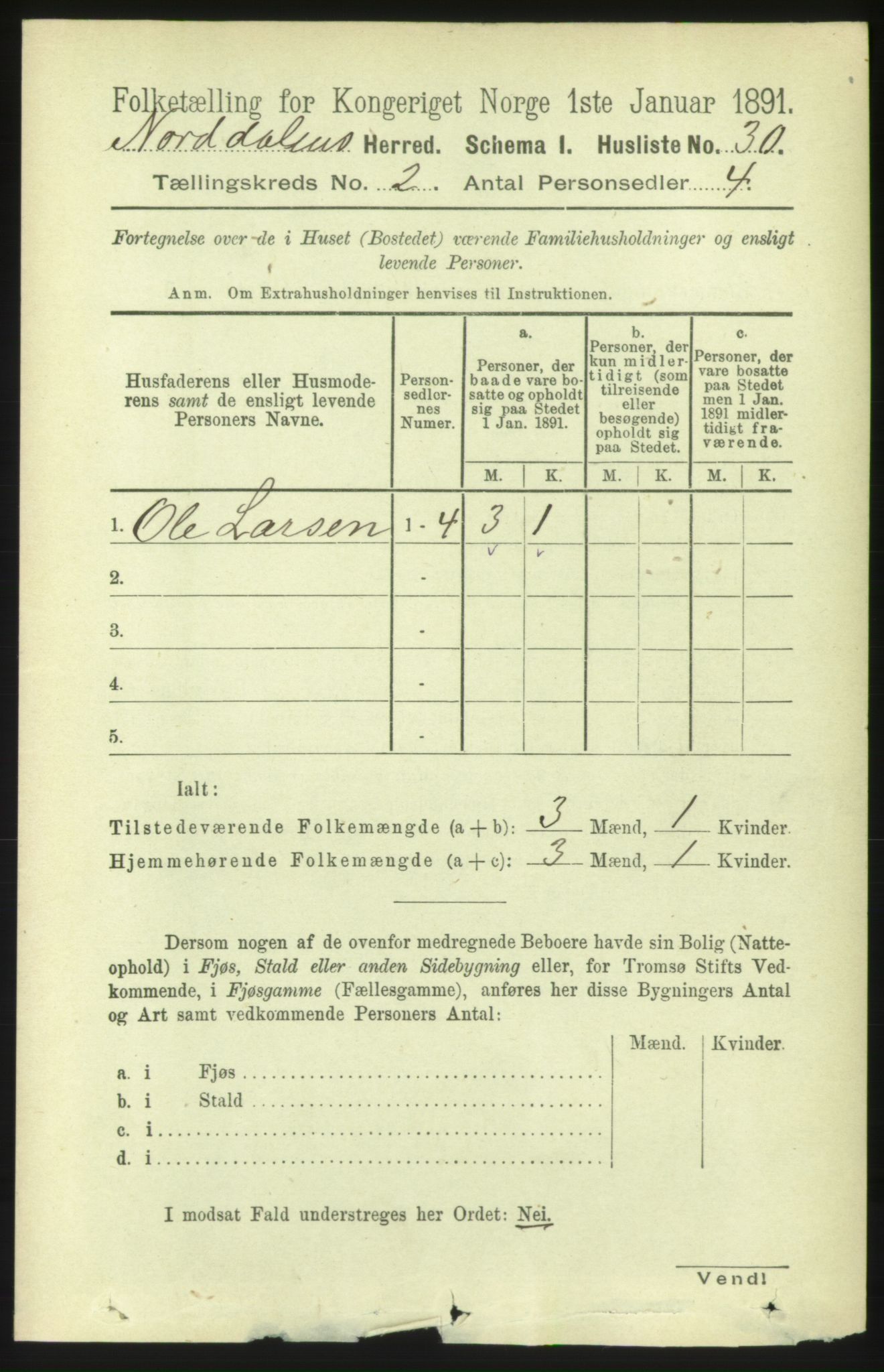 RA, 1891 census for 1524 Norddal, 1891, p. 335