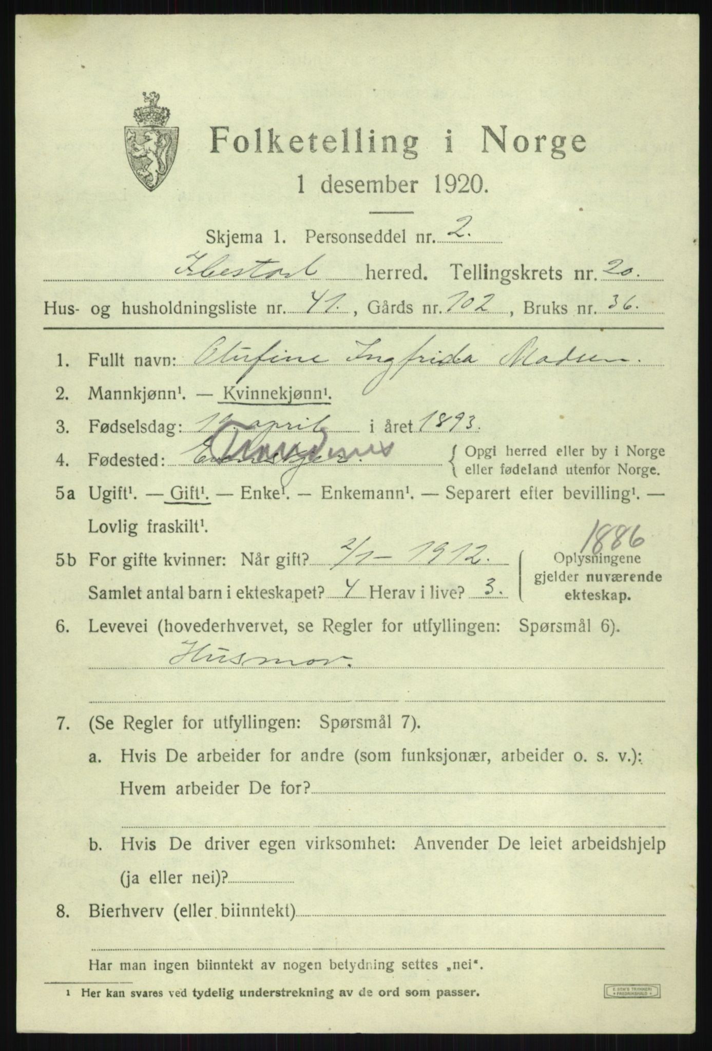 SATØ, 1920 census for Ibestad, 1920, p. 11790