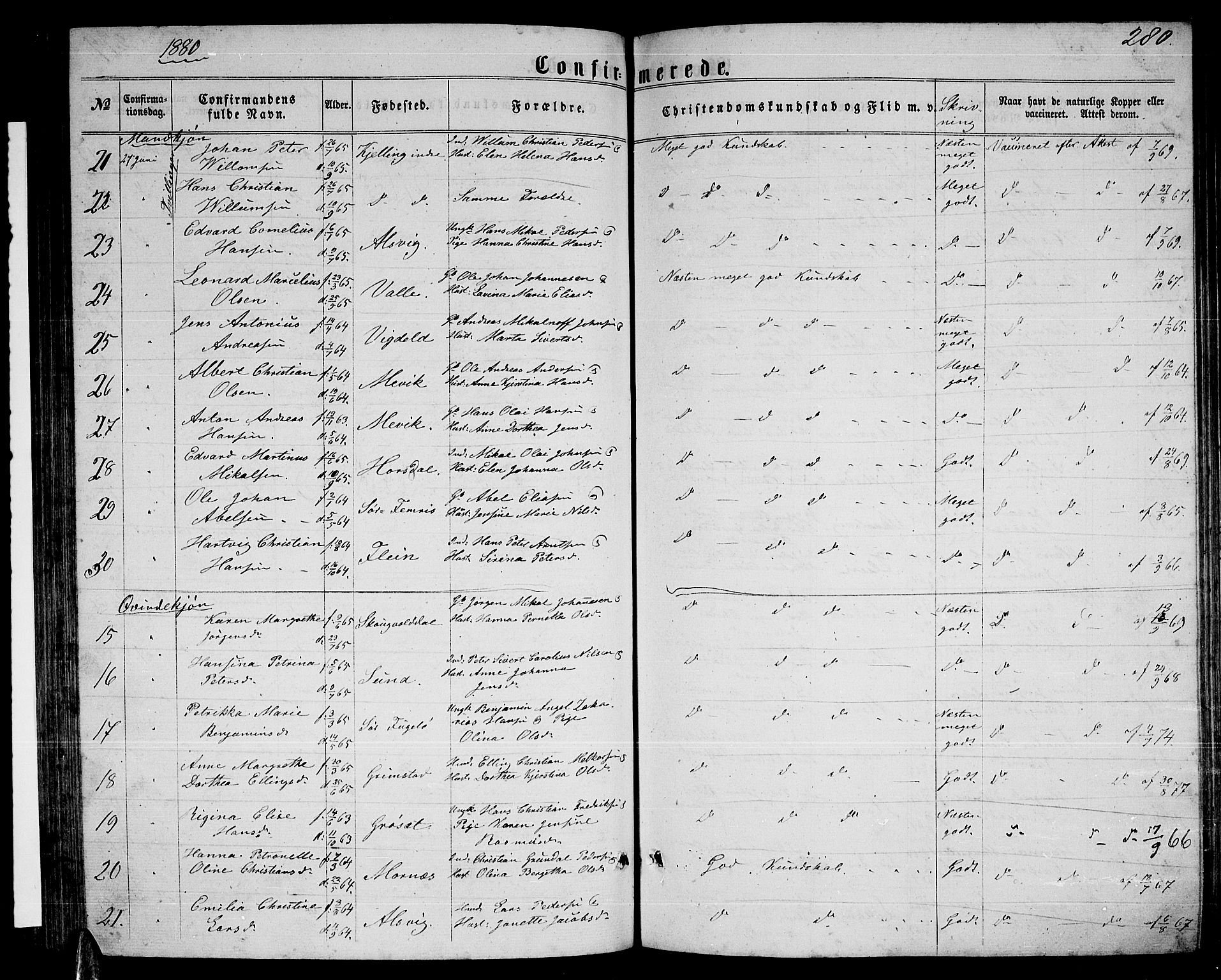 Ministerialprotokoller, klokkerbøker og fødselsregistre - Nordland, AV/SAT-A-1459/805/L0107: Parish register (copy) no. 805C03, 1862-1885, p. 280