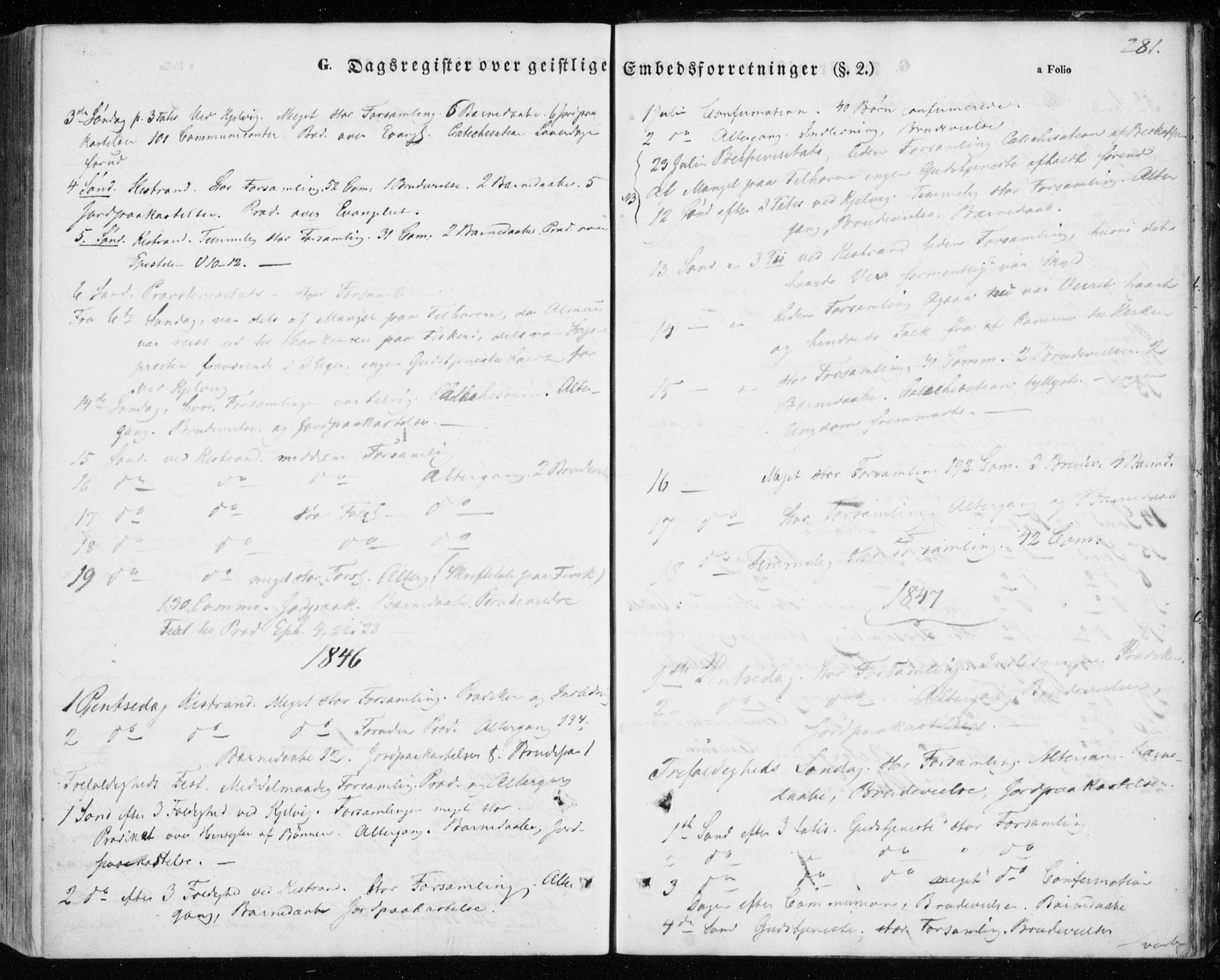Kistrand/Porsanger sokneprestembete, SATØ/S-1351/H/Ha/L0004.kirke: Parish register (official) no. 4, 1843-1860, p. 281