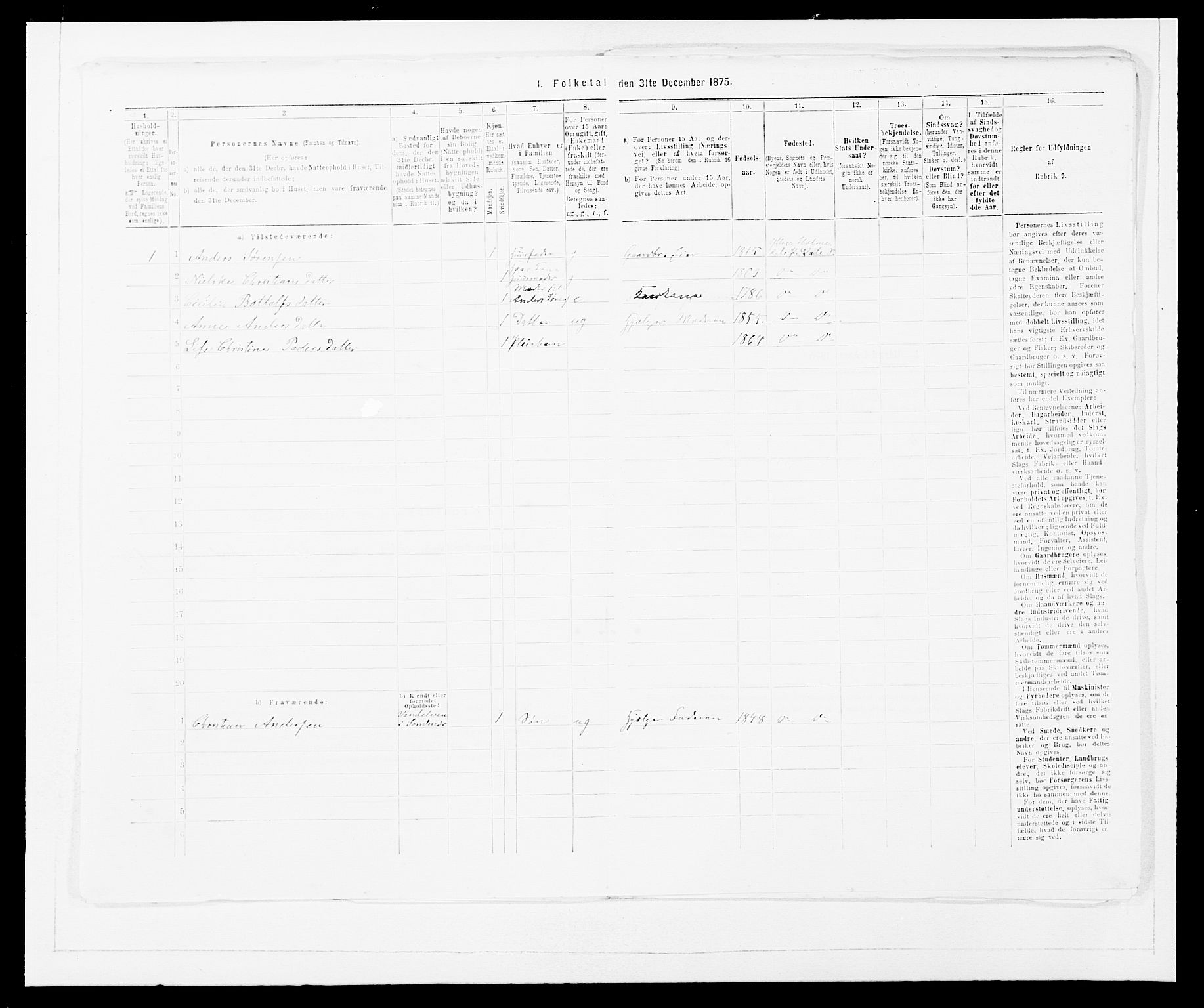 SAB, 1875 census for 1429P Ytre Holmedal, 1875, p. 706