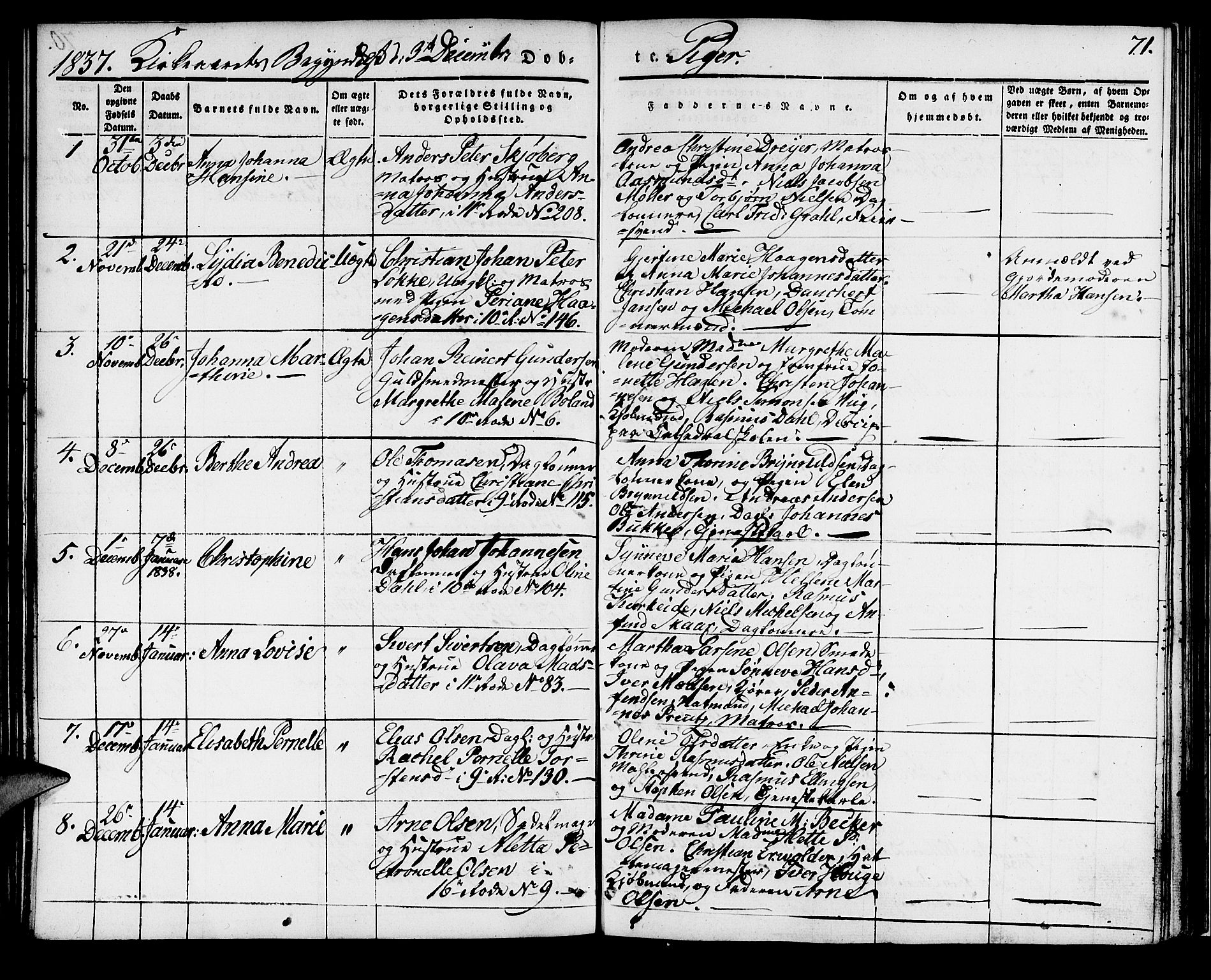 Domkirken sokneprestembete, AV/SAB-A-74801/H/Haa/L0015: Parish register (official) no. A 14, 1835-1840, p. 71