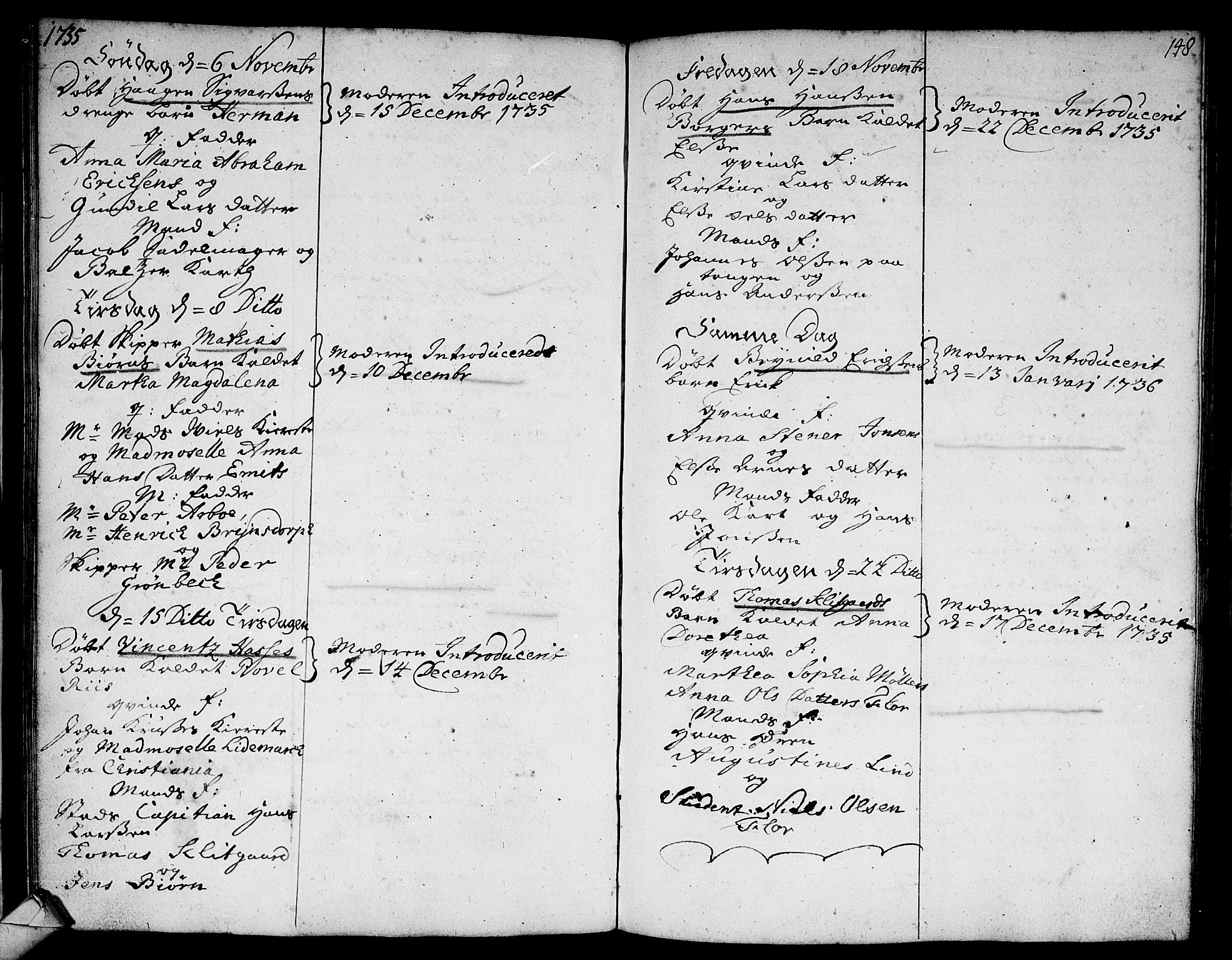 Strømsø kirkebøker, AV/SAKO-A-246/F/Fa/L0005: Parish register (official) no. I 5, 1734-1739, p. 148