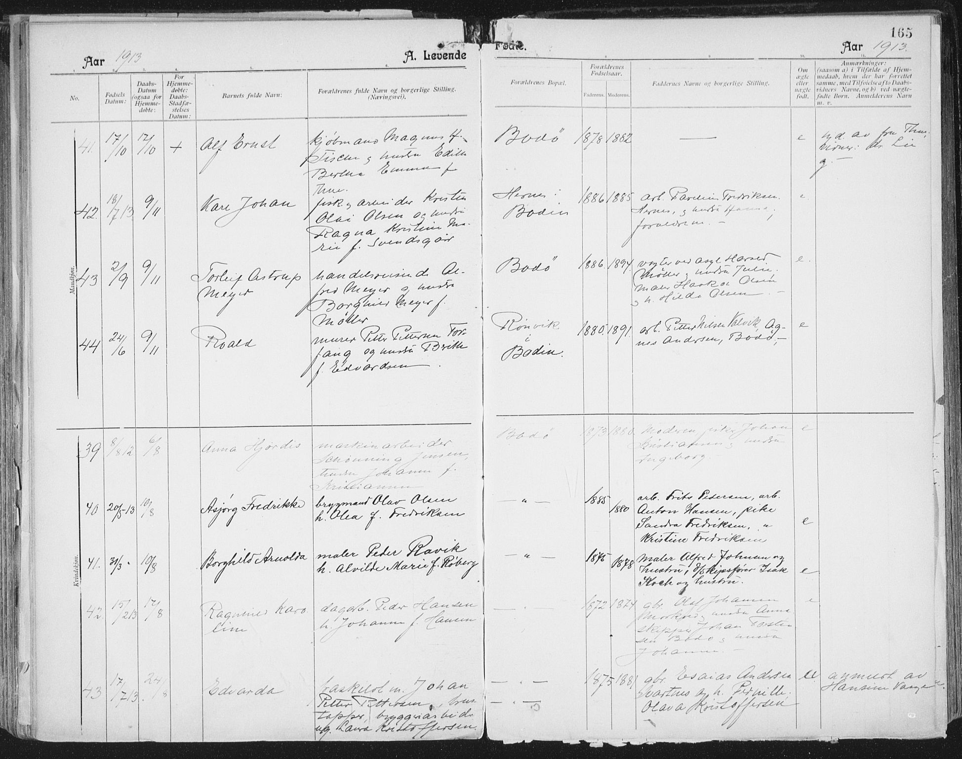 Ministerialprotokoller, klokkerbøker og fødselsregistre - Nordland, AV/SAT-A-1459/801/L0011: Parish register (official) no. 801A11, 1900-1916, p. 165