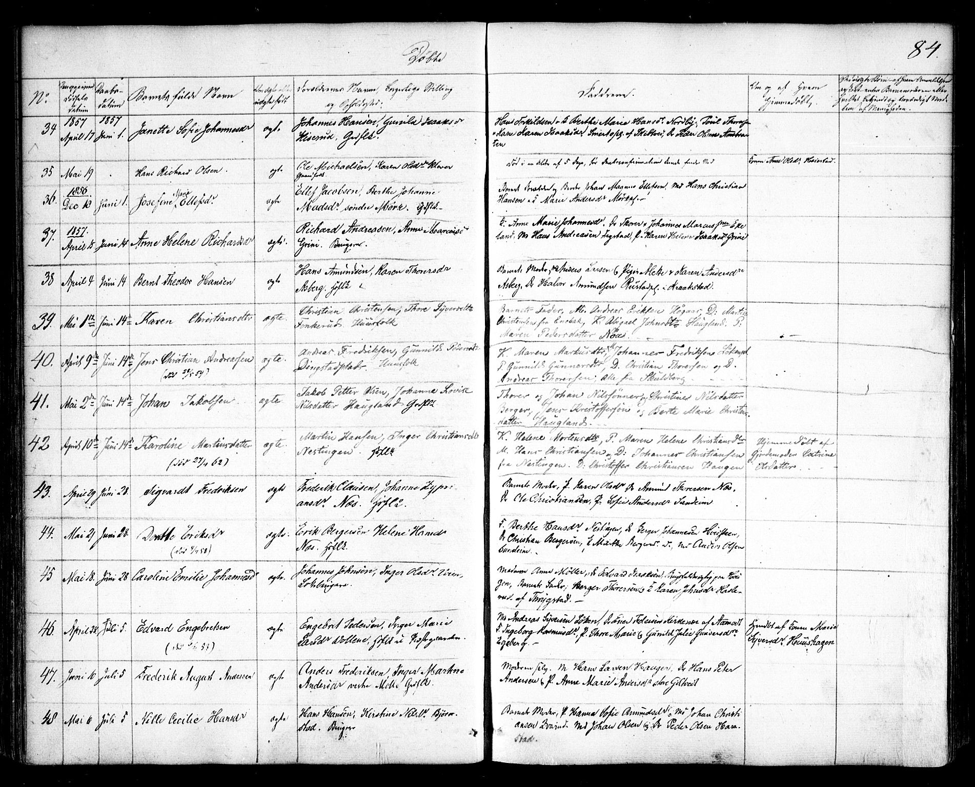 Spydeberg prestekontor Kirkebøker, SAO/A-10924/F/Fa/L0005: Parish register (official) no. I 5, 1842-1862, p. 84