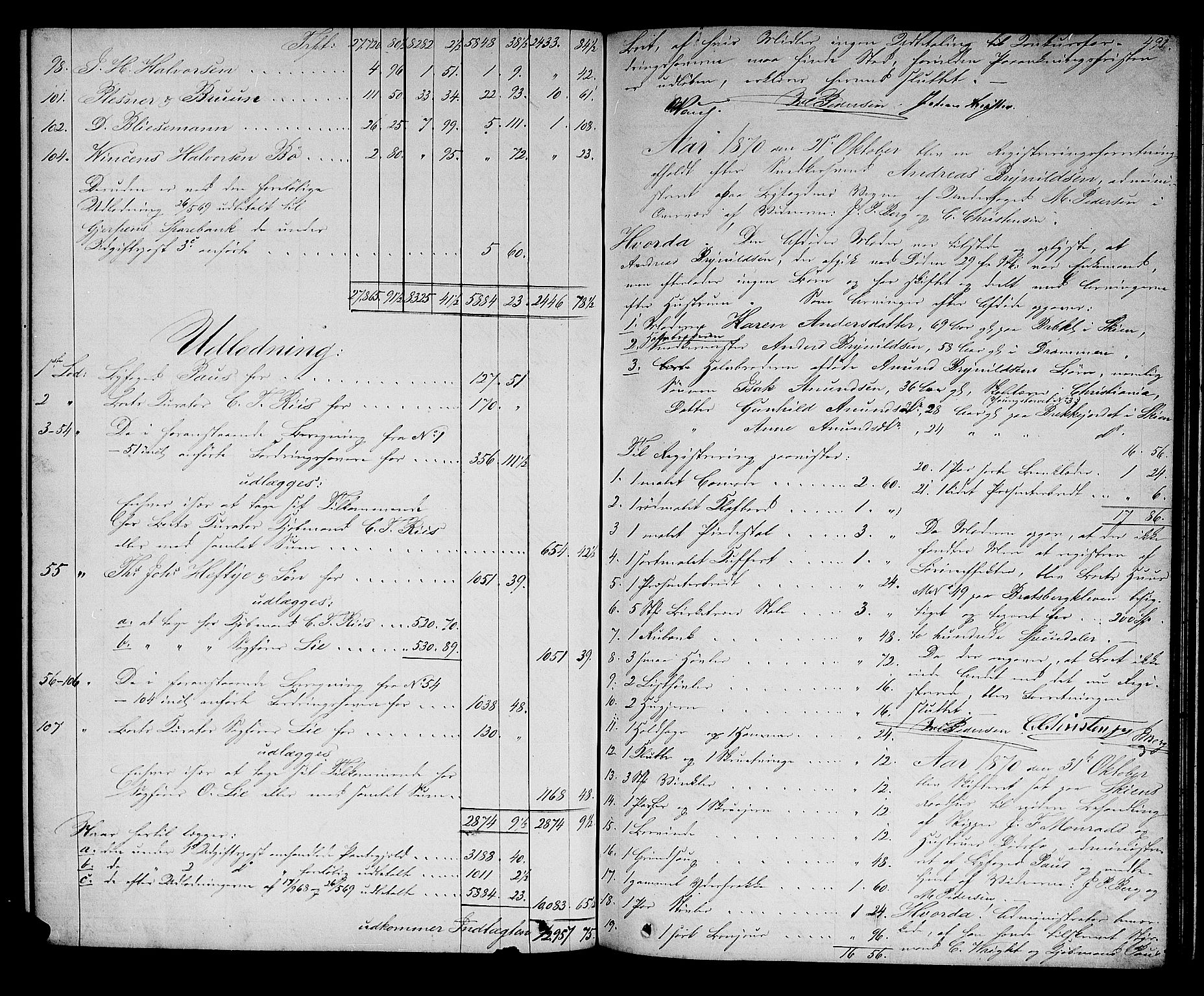 Skien byfogd, AV/SAKO-A-219/H/Hd/L0010: Skifteforhandlingsprotokoll, 1862-1880, p. 490-491