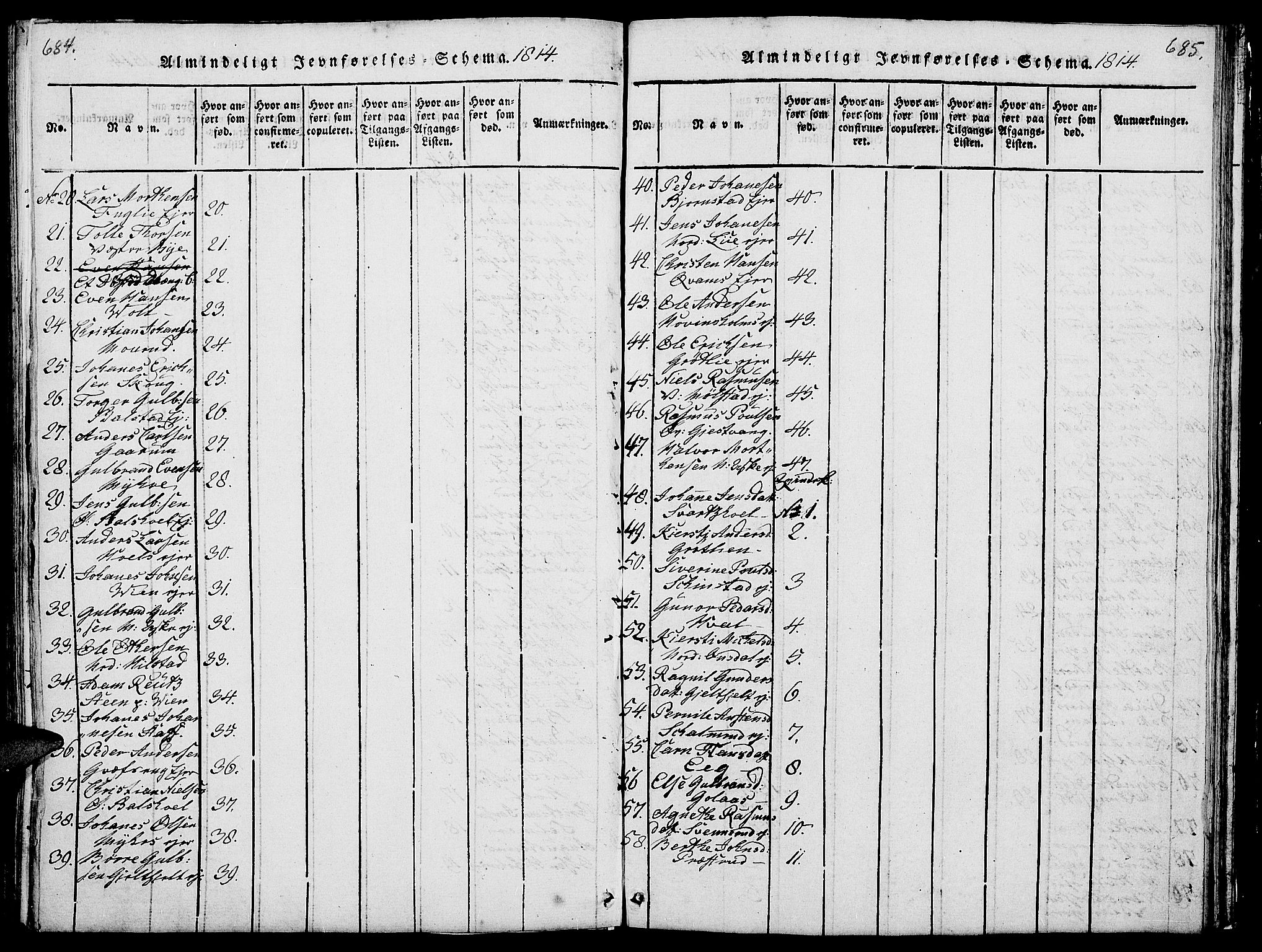 Nes prestekontor, Hedmark, AV/SAH-PREST-020/L/La/L0003: Parish register (copy) no. 3, 1814-1831, p. 684-685