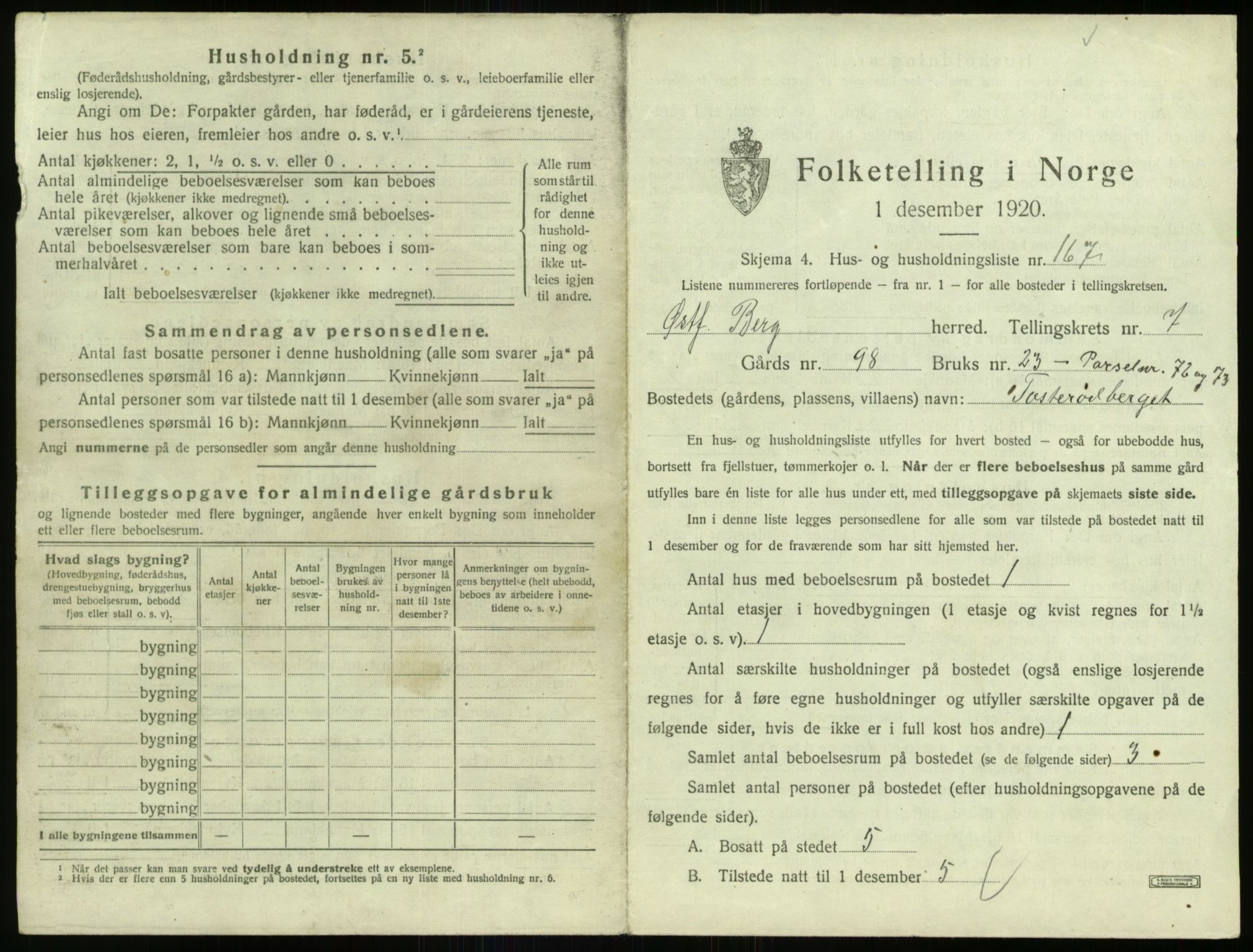 SAO, 1920 census for Berg, 1920, p. 1821