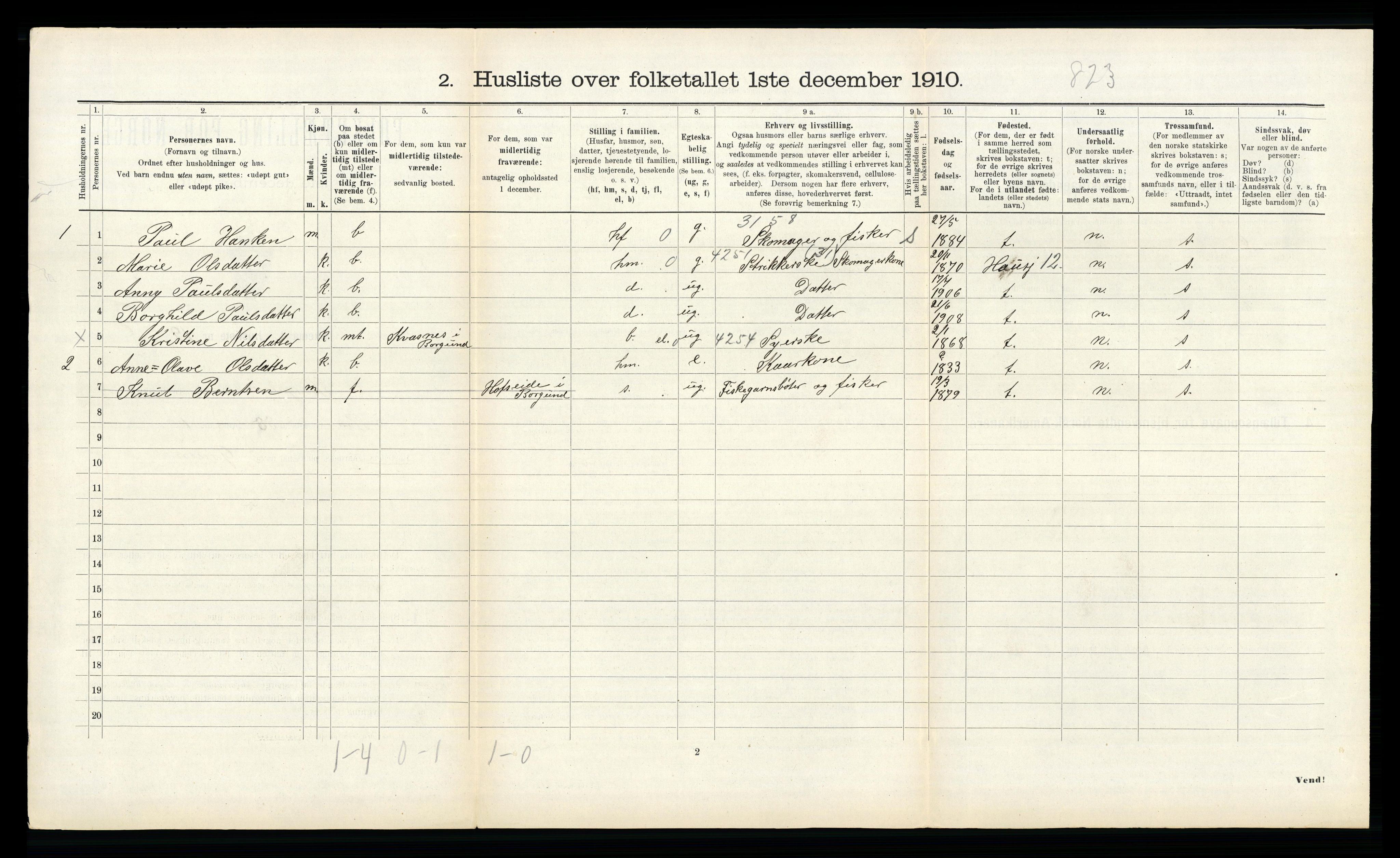 RA, 1910 census for Borgund, 1910, p. 850